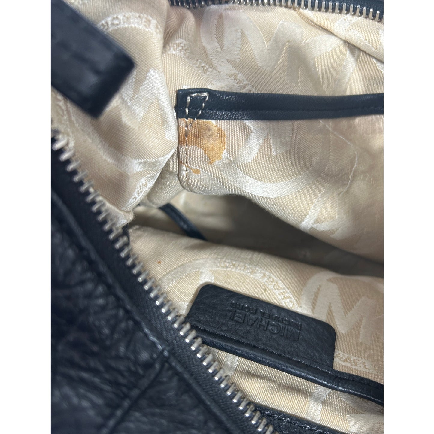 Michael Kors Black Pebbled Leather Hobo Shoulder Bag 13.5″ x 7″