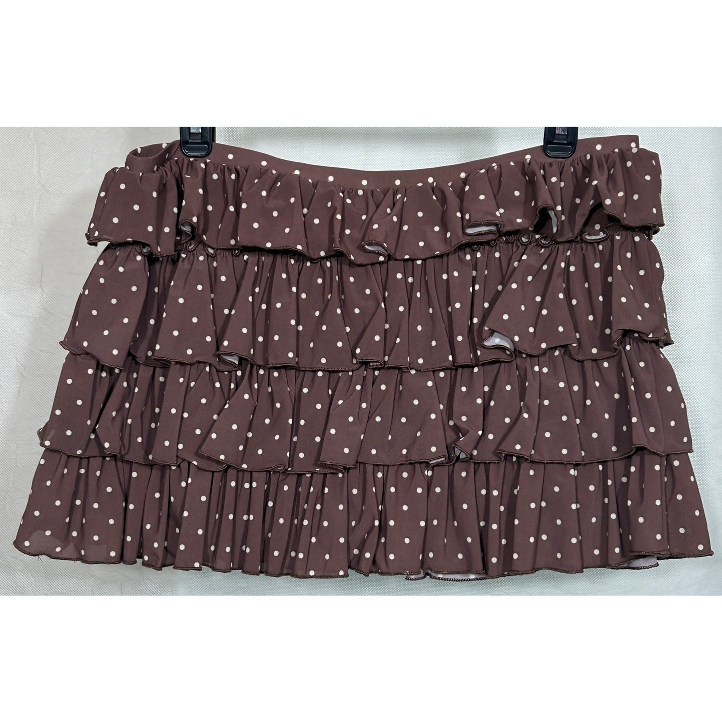 NWT Urban Outfitters Out From Under Brown Polka Dot Ruffle Mini Skirt L