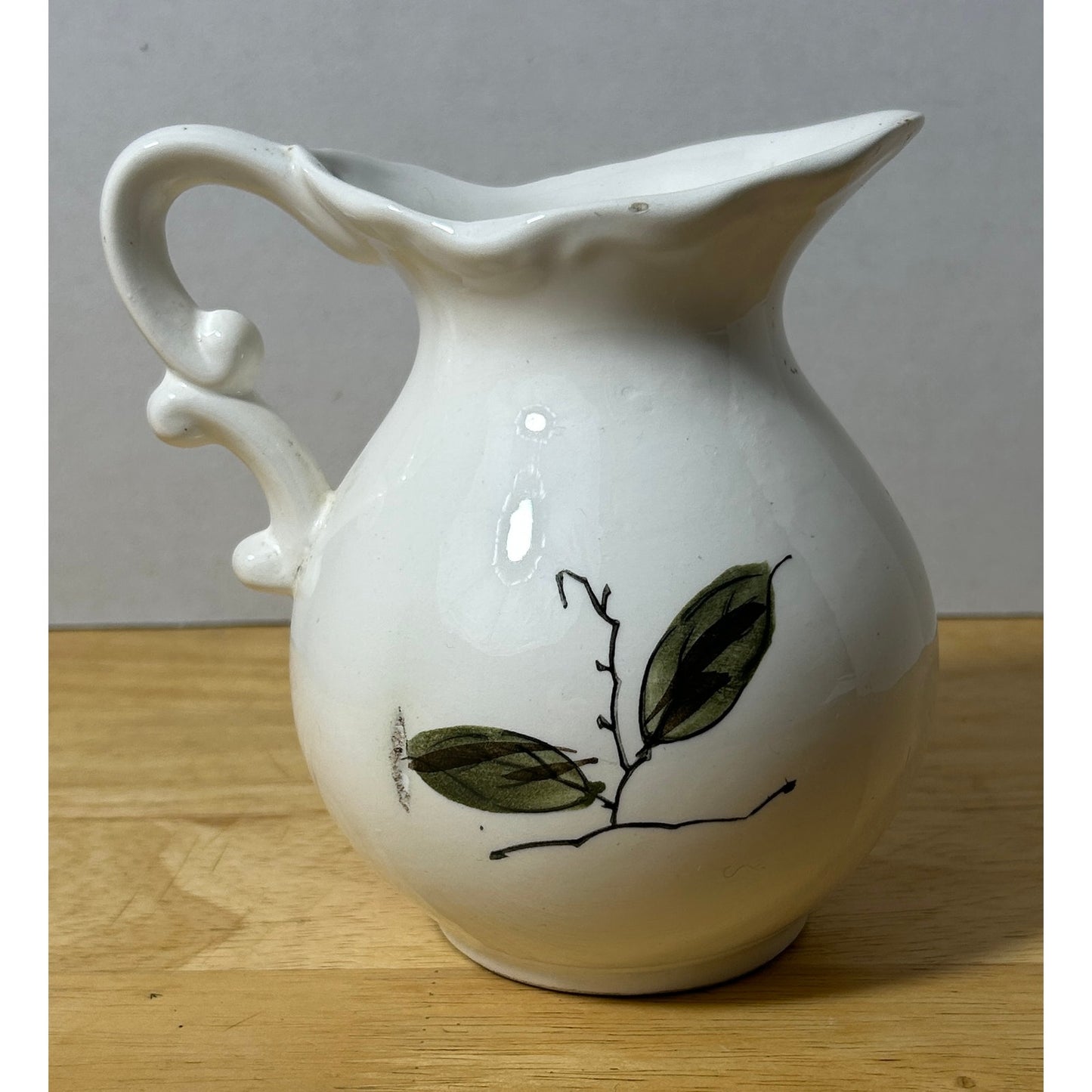 Hand Painted Japan Floral Pitcher with Orange Flower, 6” Tall 6” Wide
