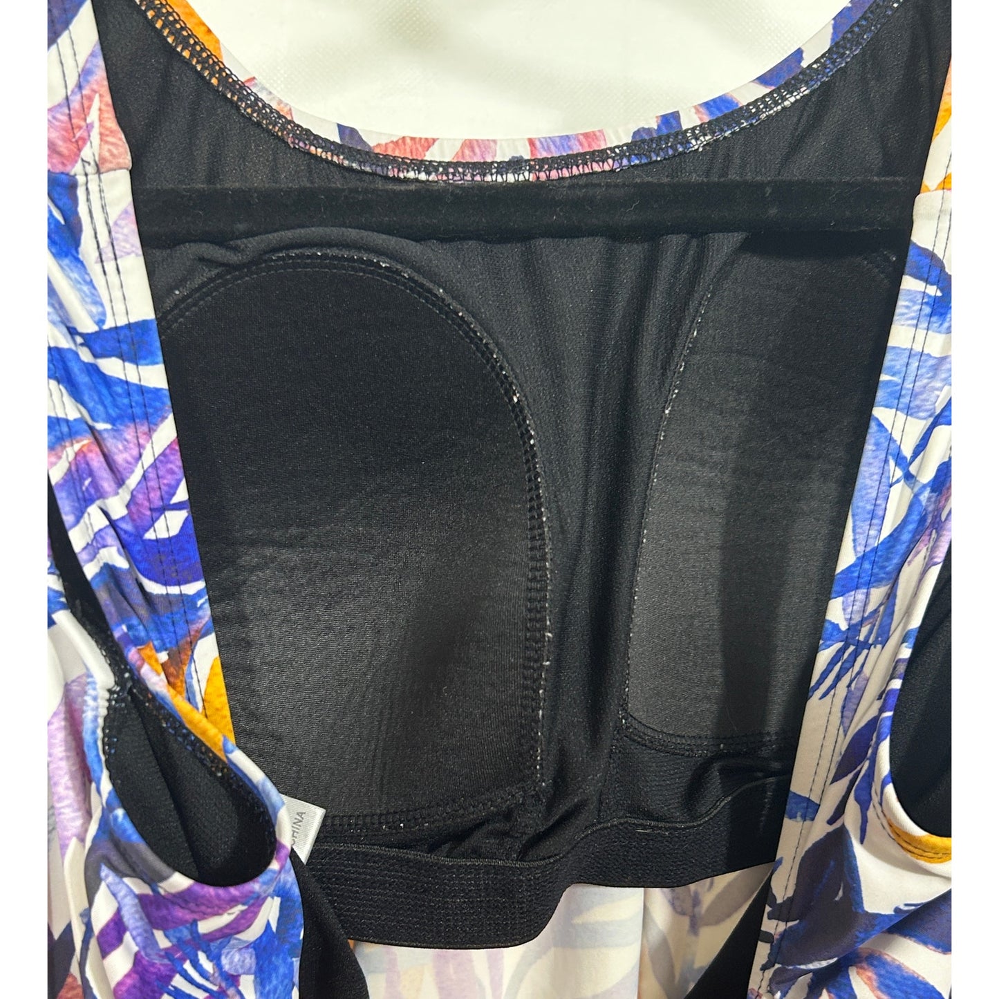Swimsuits For All Tropical Print Tankini Top Sz 14 Built-In Bra Tie Hem