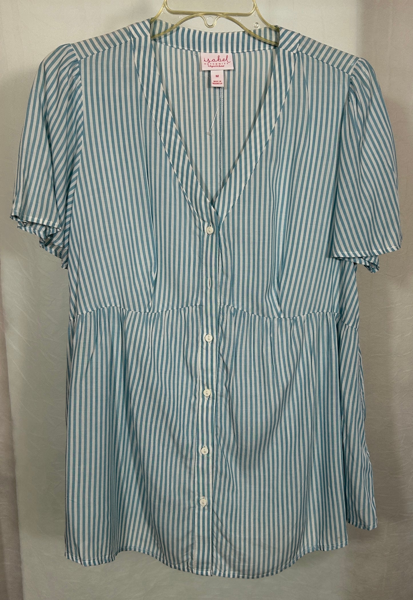 Isabel Maternity by Ingrid & Isabel Blue Striped Button-Down Blouse – Size M