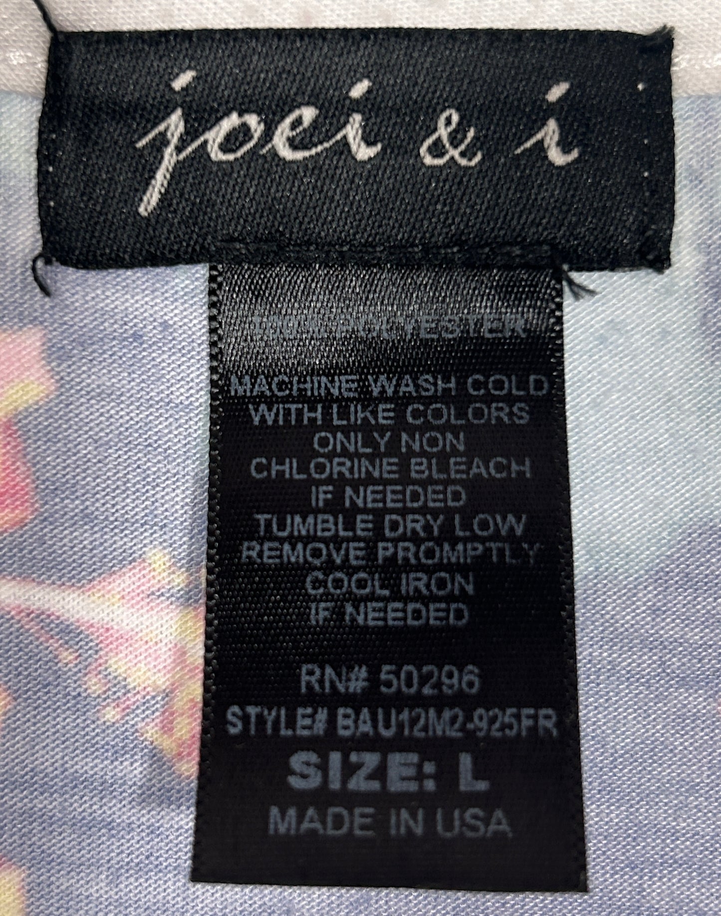 Joei & i Women's Tropical Floral Tie-Dye Rhinestone Embellished T-Shirt Top - Size Large