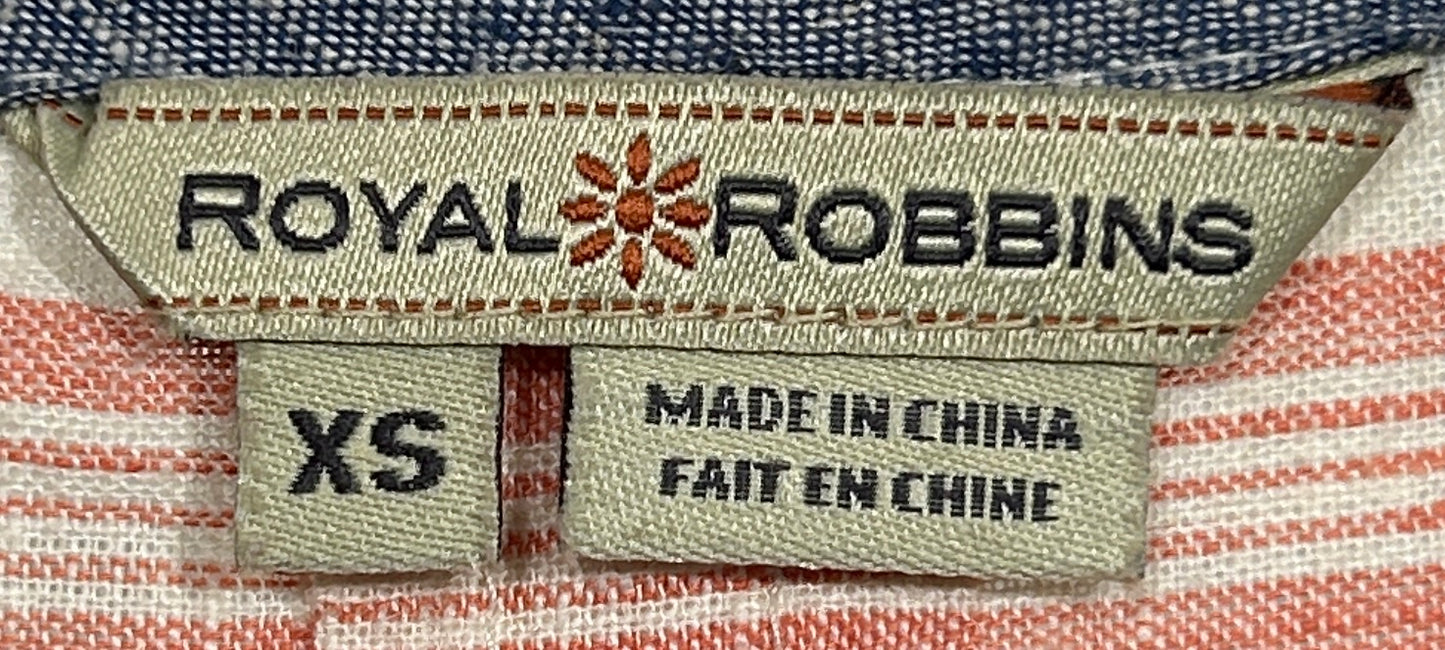 Royal Robbins XS Striped Boho Tunic Top – Hemp Blend, Earthy Tones, 3/4 Sleeve