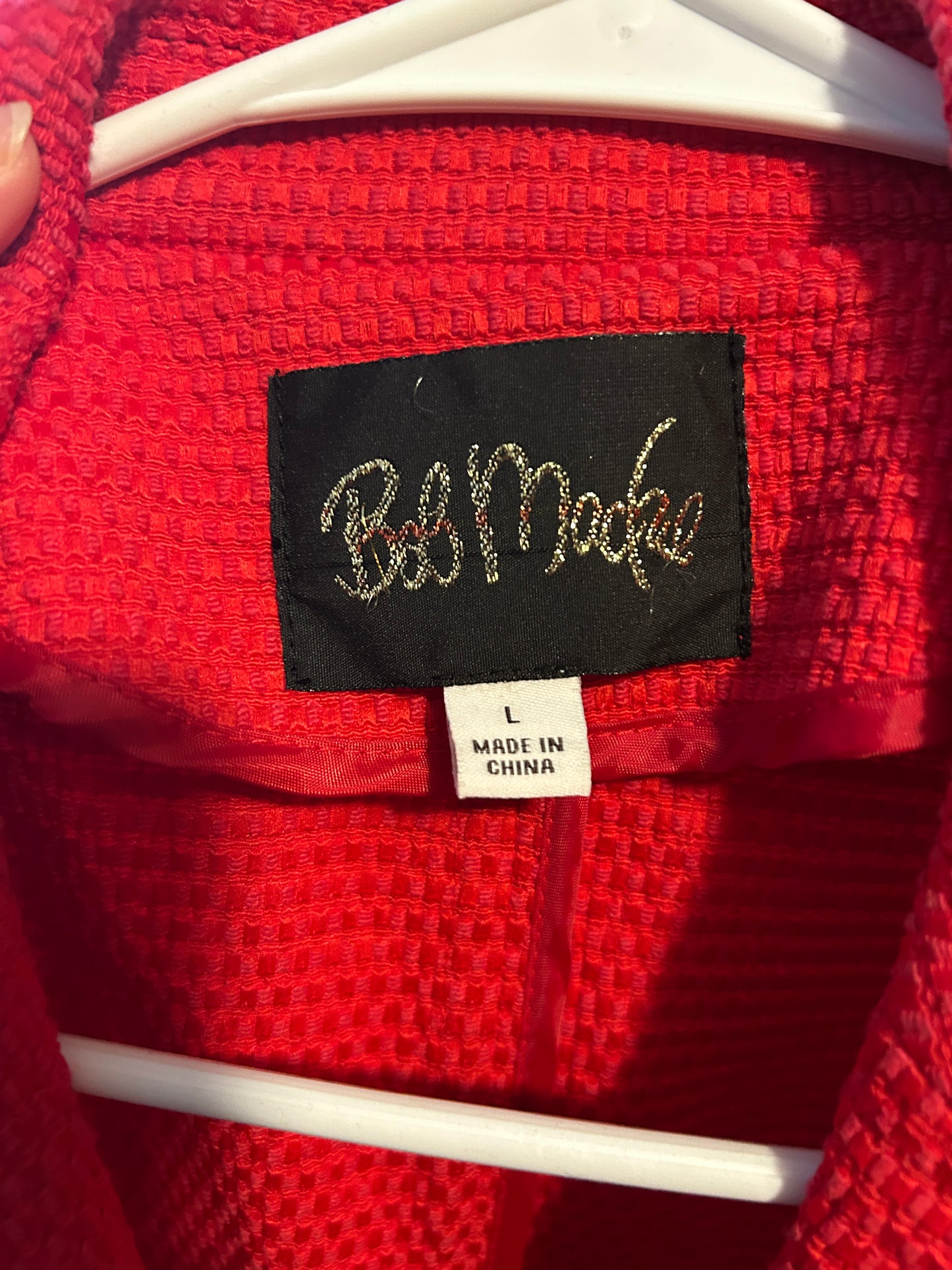 Vintage Red Textured Blazer – Bold & Chic
