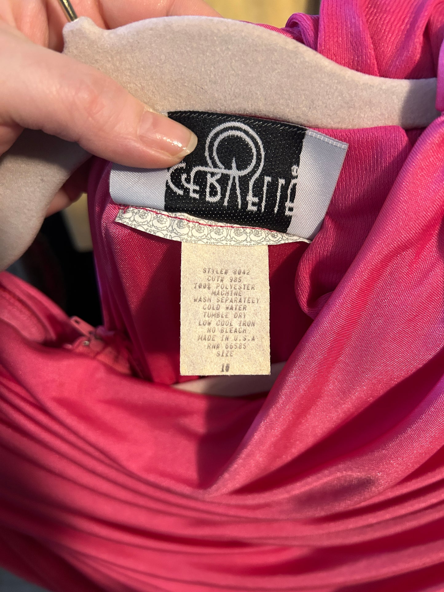Vintage Cervelle Draped Hot Pink Evening Gown β Size 10