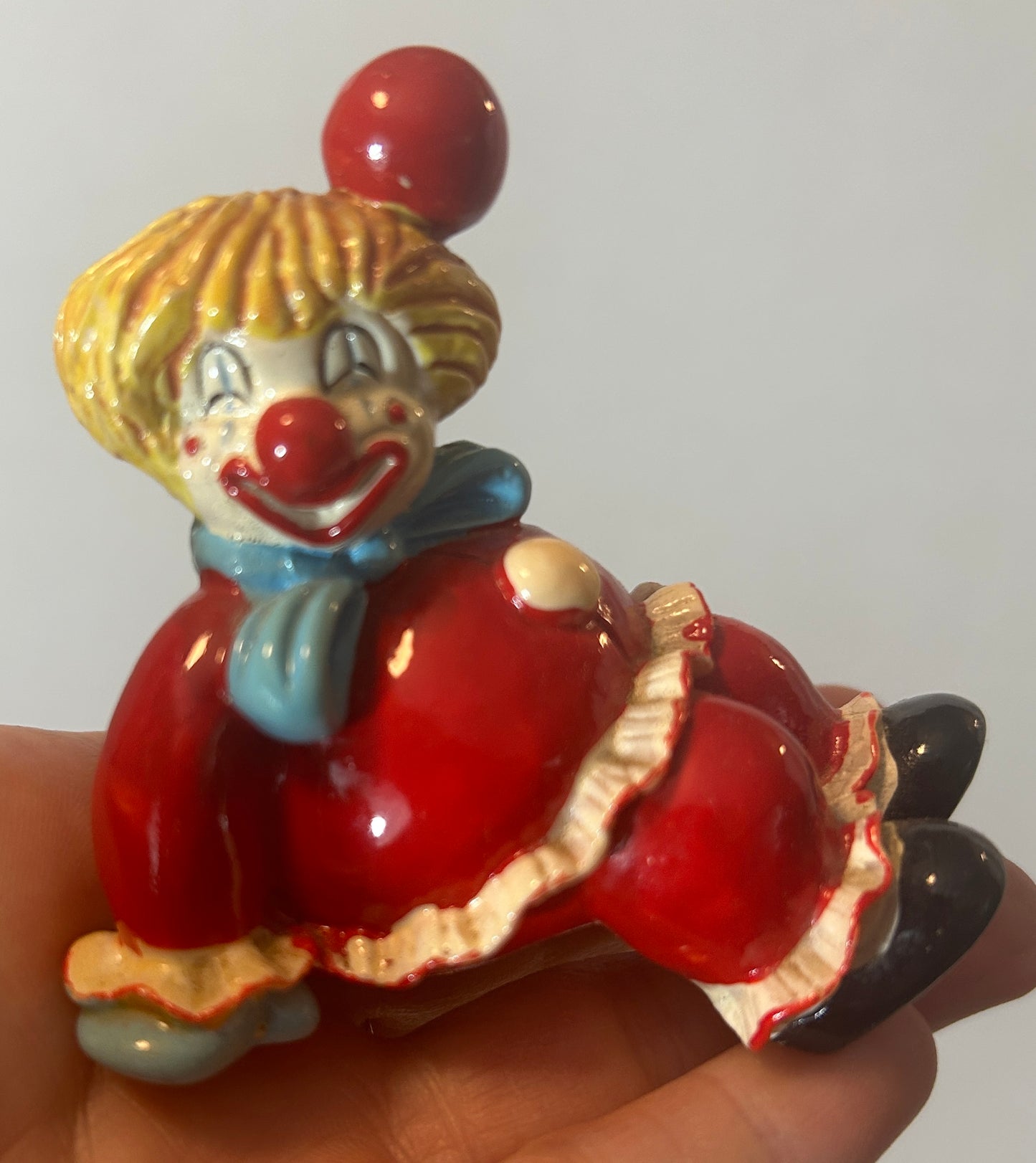 Vintage Clown Collectibles Lot - Mixed Media Figurines, Painting, and Doll