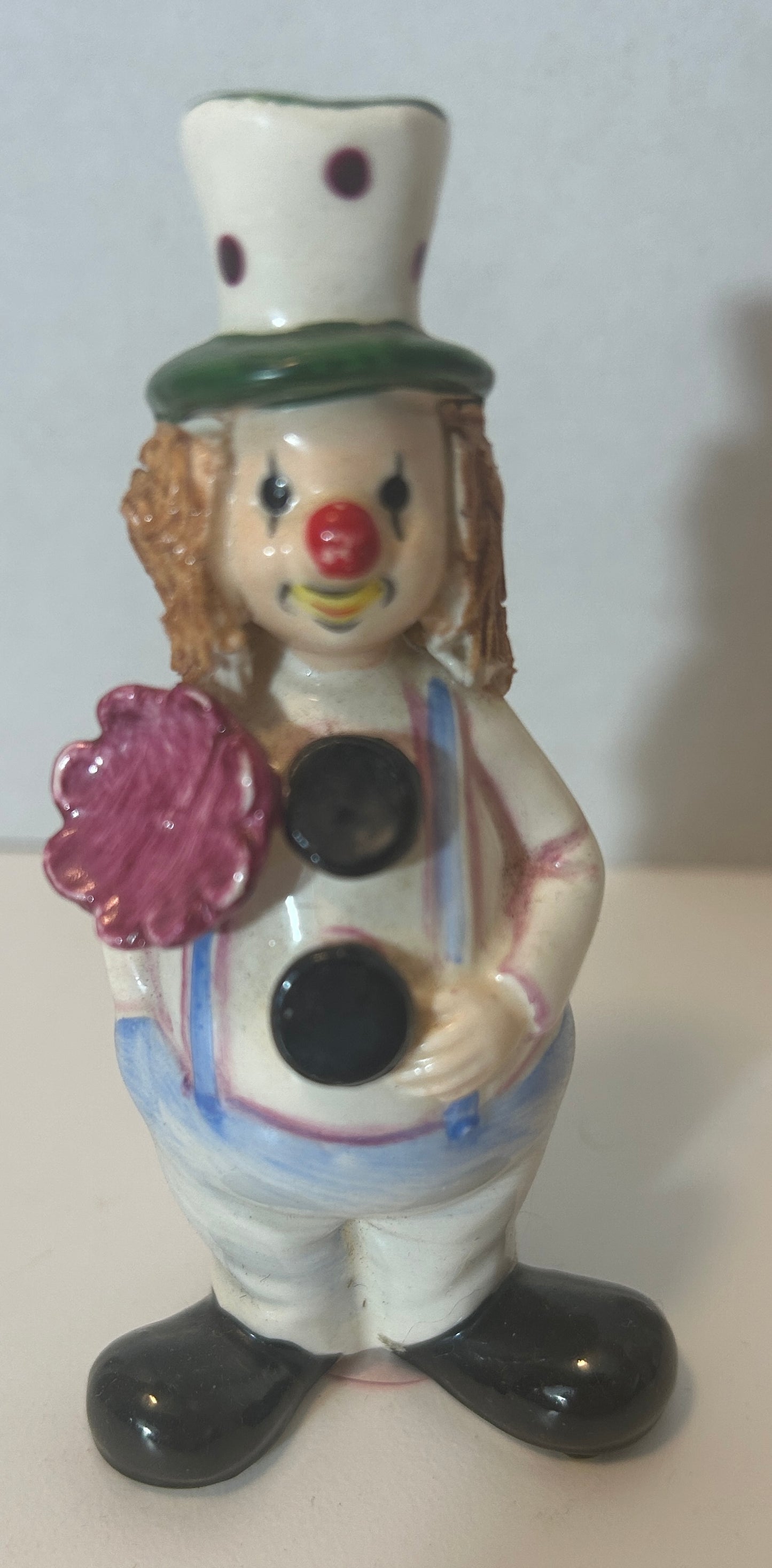 Vintage Clown Collectibles Lot - Mixed Media Figurines, Painting, and Doll