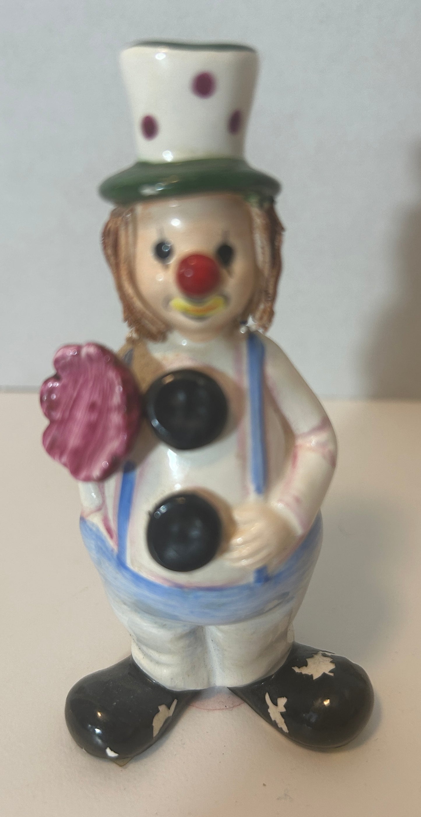 Vintage Clown Collectibles Lot - Mixed Media Figurines, Painting, and Doll