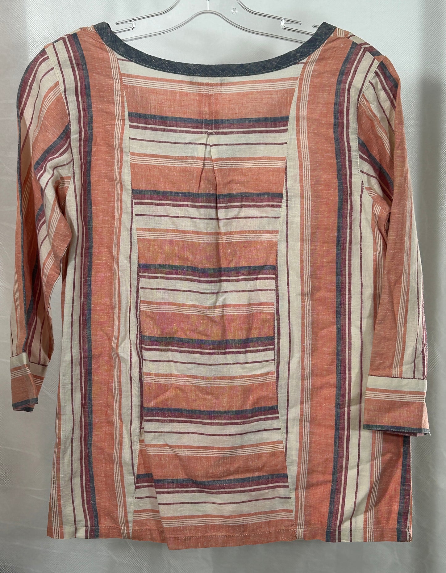 Royal Robbins XS Striped Boho Tunic Top – Hemp Blend, Earthy Tones, 3/4 Sleeve