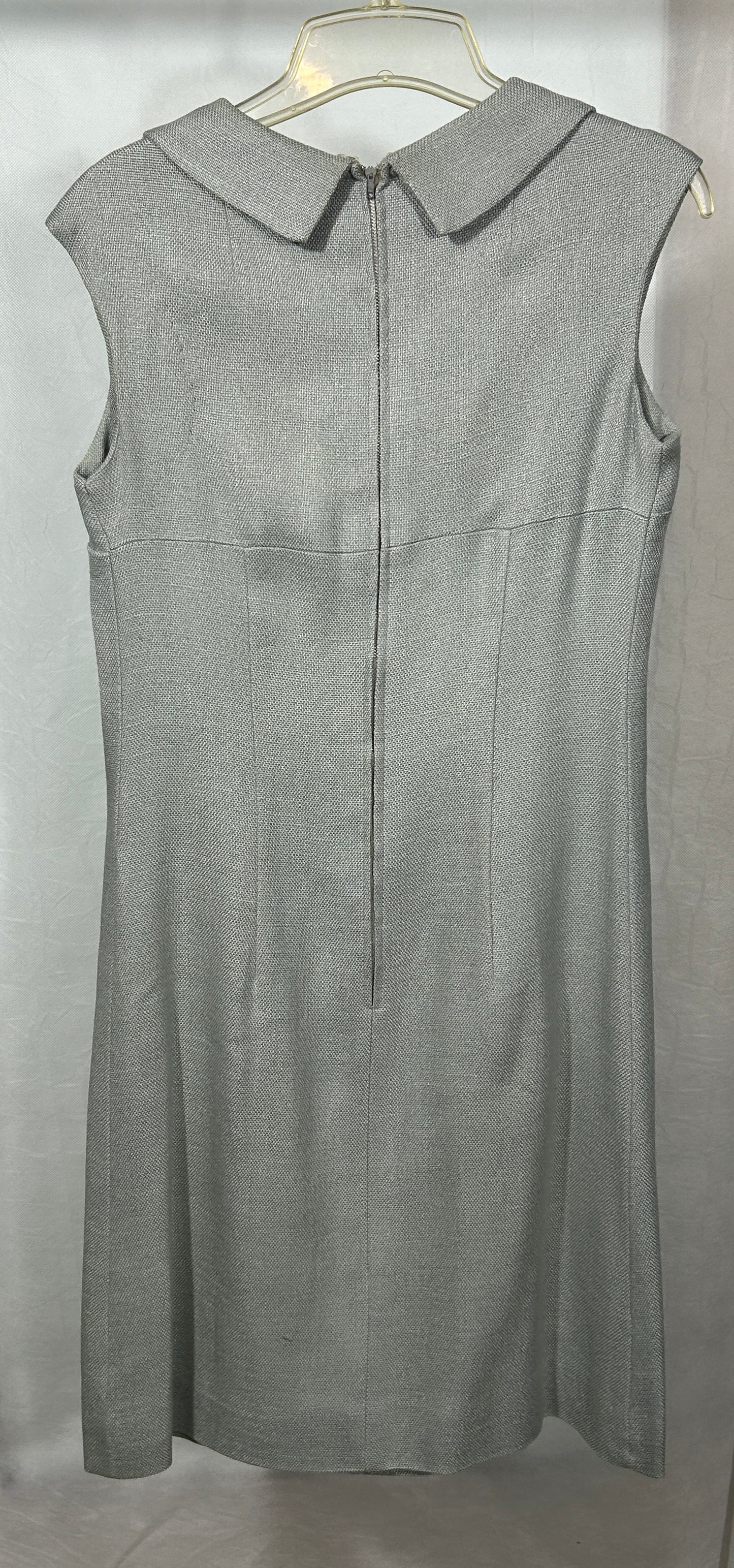 Vintage Alison Ayres Original 1960s Mod Dress – Double-Breasted Sleeveless Sheath in Silver Gray