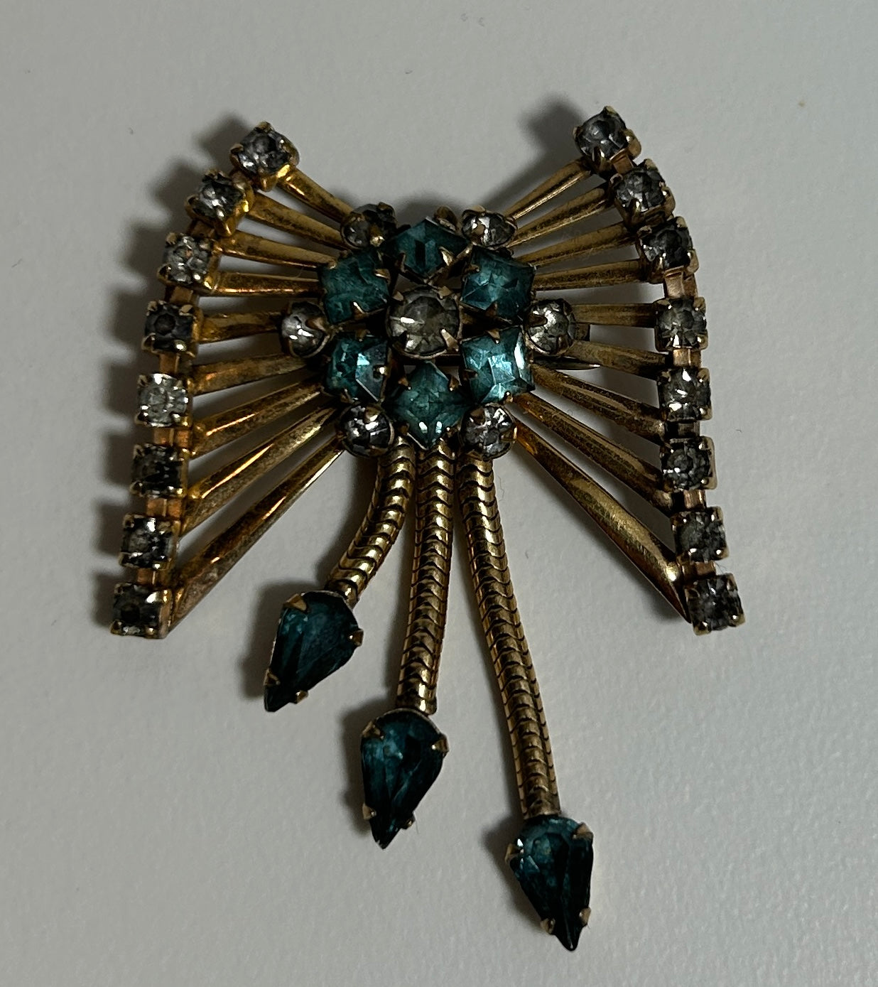 Vintage MCM Signed Marks & Spencer 12K Gold-Filled Rhinestone Brooch Pendant – Rare