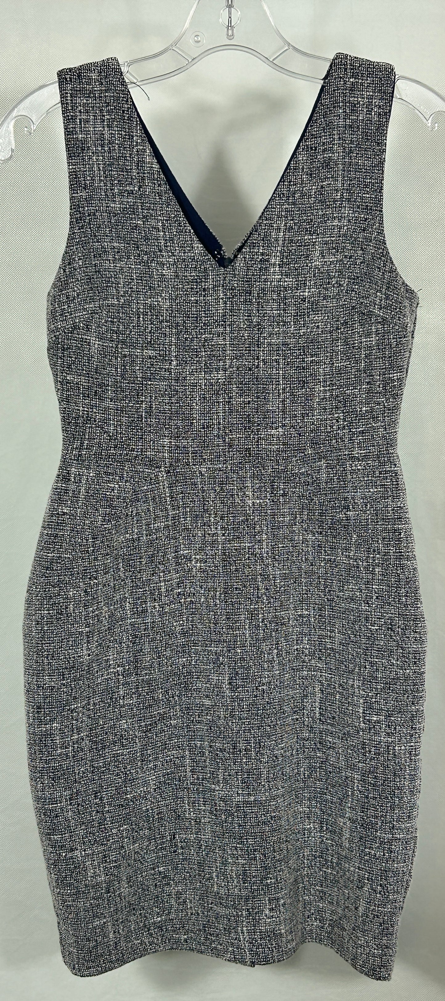 Banana Republic Sheath Dress 00P Petite Gray Tweed Sleeveless V-Neck Workwear