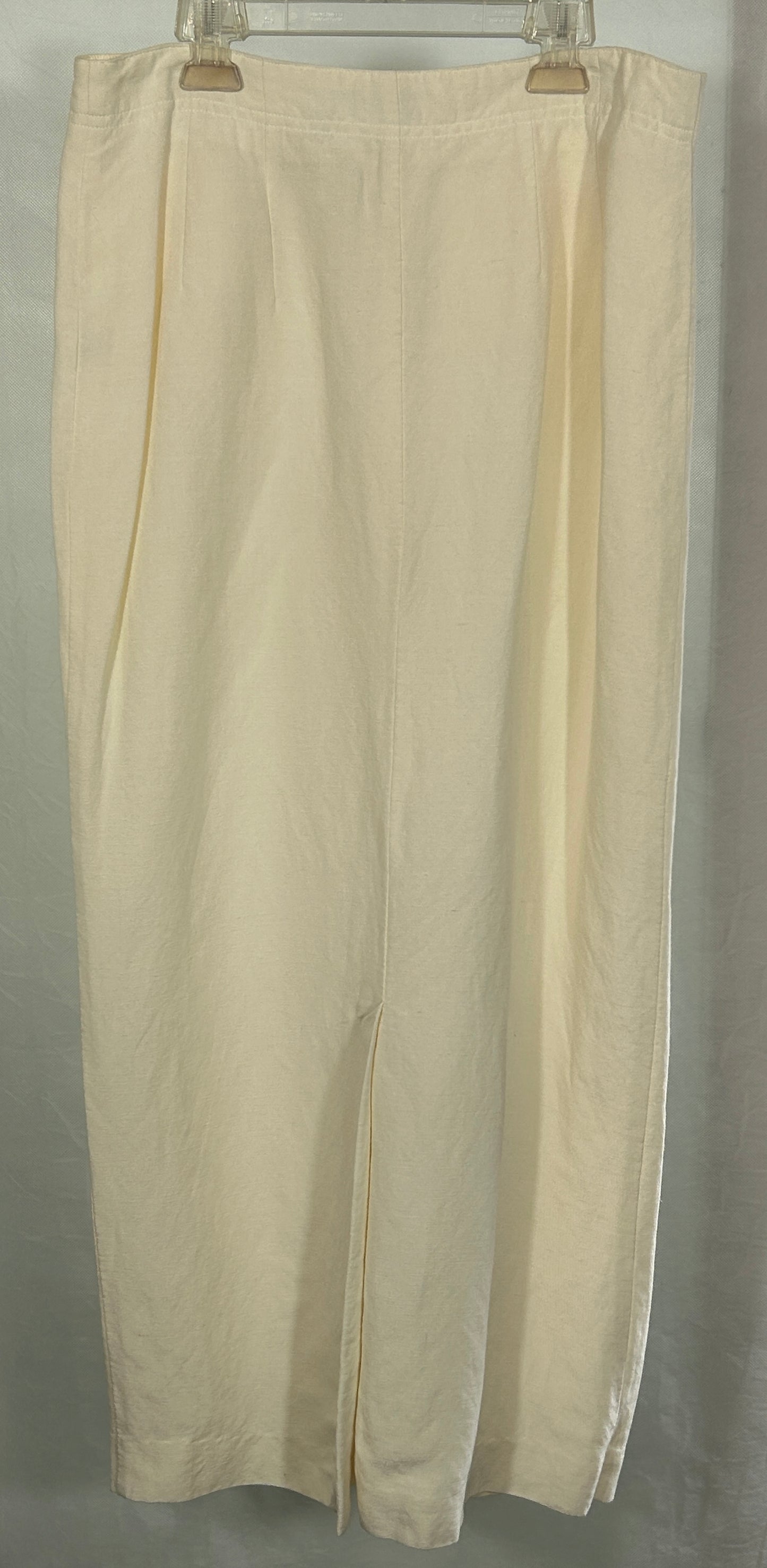 Emma James Liz Claiborne Women's Size 12 2-Piece Cream Linen Rayon Embroidered Blouse & Button Skirt Set
