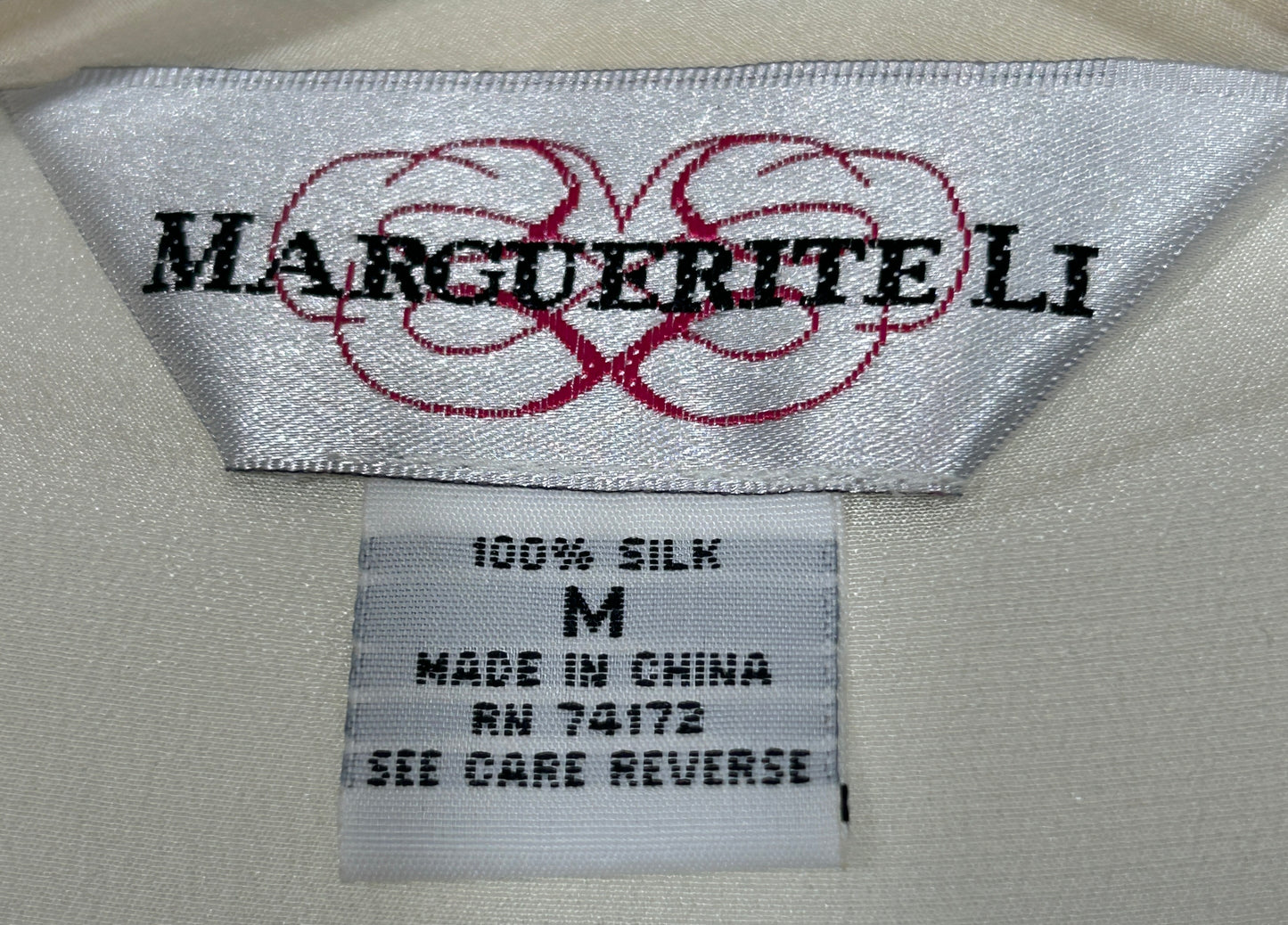 Marguerite Li 100% Silk Sleeveless Blouse | Medium | Cream Button-Front Pintuck Detail Top