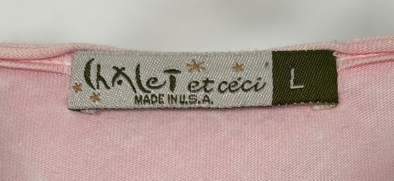 Chalet et Ceci Pink Asymmetrical Tunic Top Size Large – Hemp Cotton Blend, Made in USA