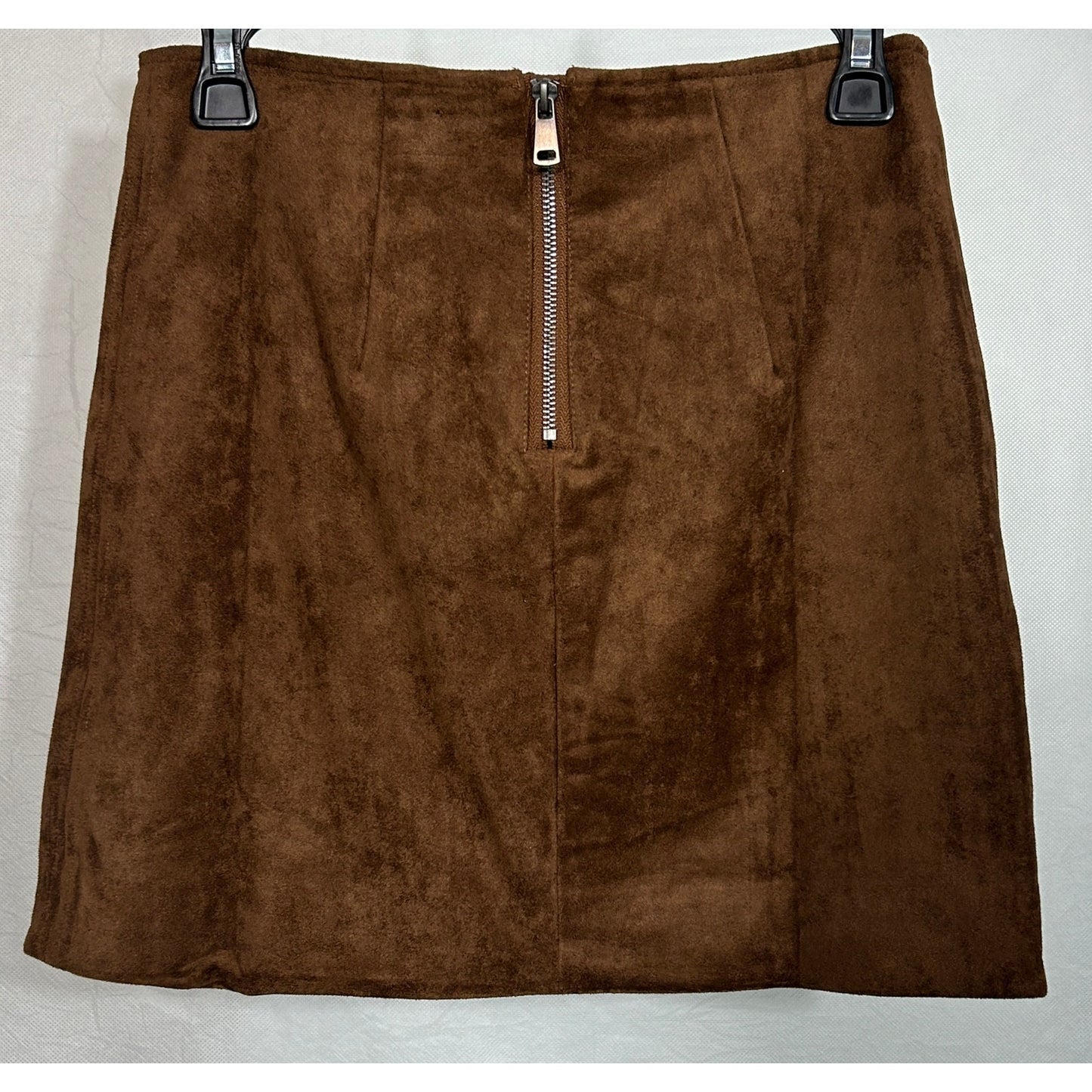 Tractr Brown Faux Suede Mini Skirt with Zippers Size 2/26 NWT