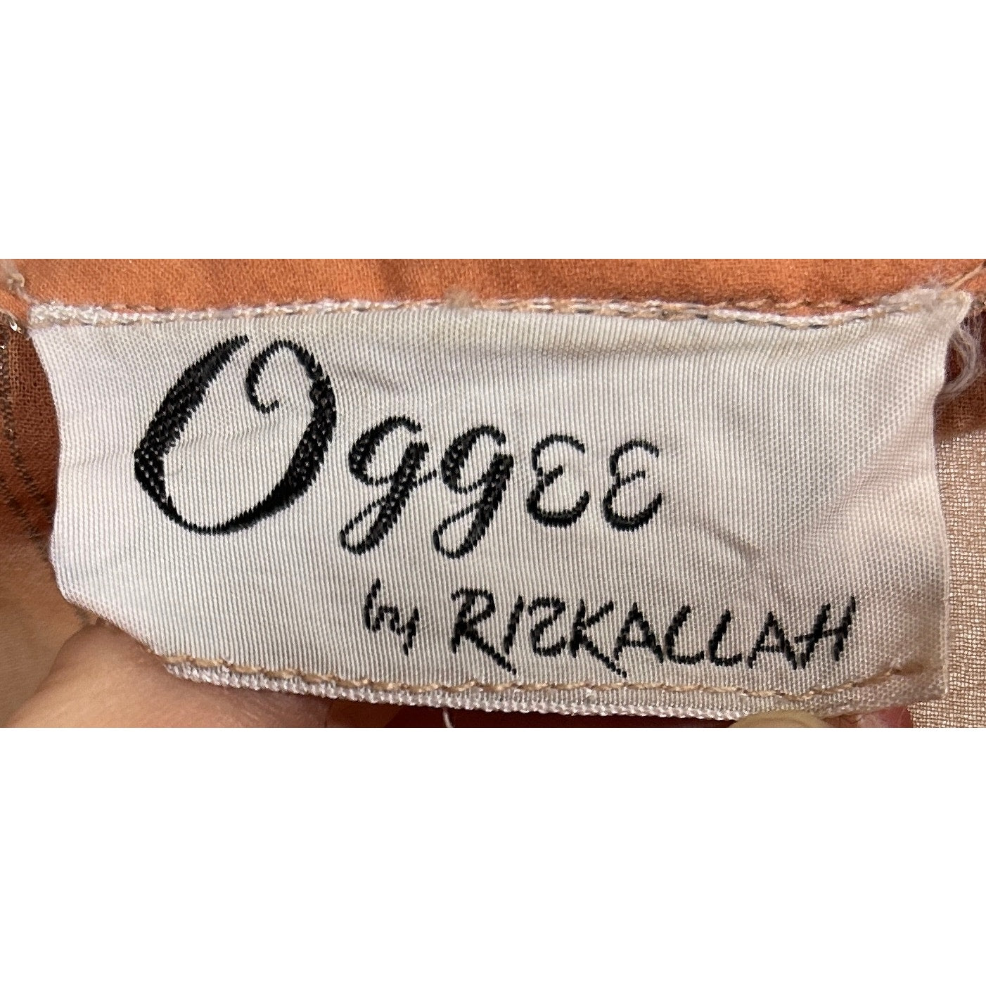 Vintage Oggee by Rizkallah Peach Glitter Sheer Belted Dress Sz S 41” Length