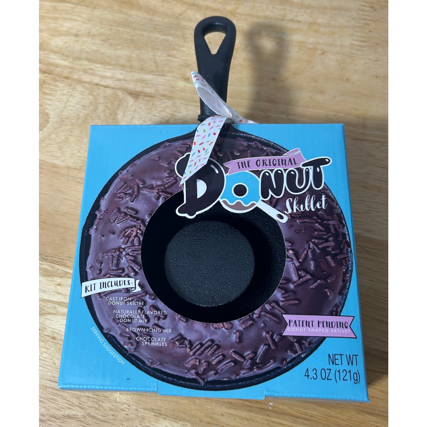 Original Donut Skillet Kit – Cast Iron Donut Pan with Donut Mix & Sprinkles
