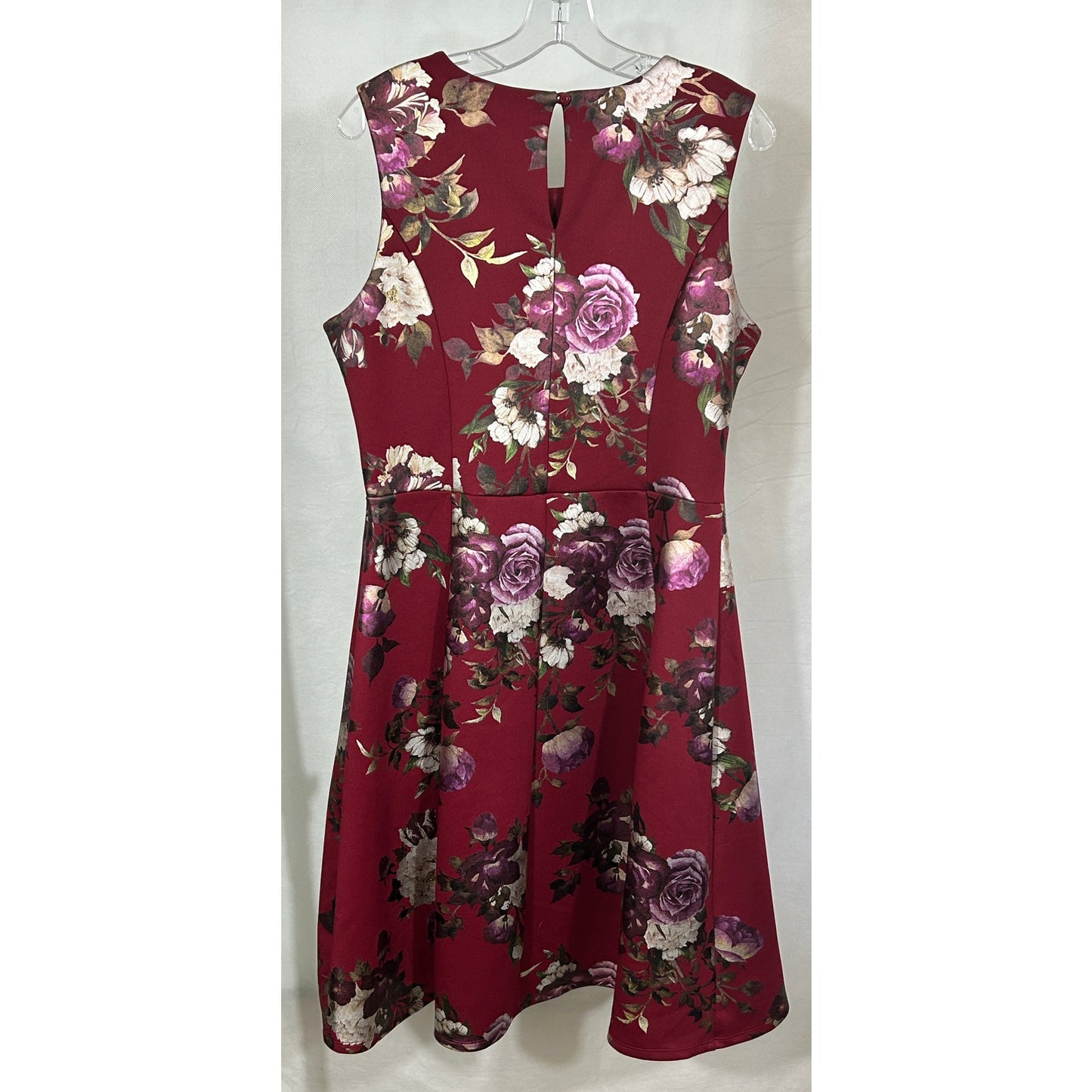 Enfocus Studio Burgundy Floral Fit & Flare Dress Size 14 Sleeveless