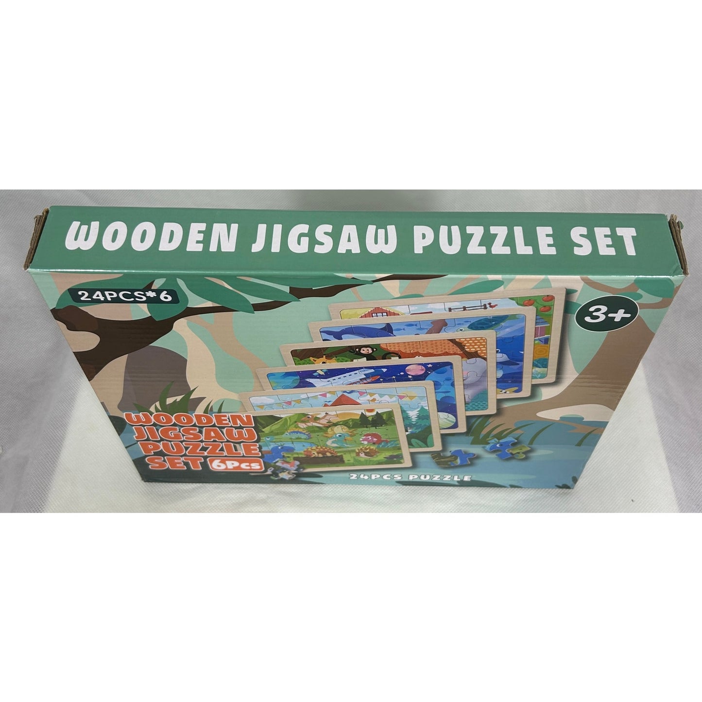 Wooden Jigsaw Puzzle Set 6 Pack – 24-Piece Puzzles for Kids Ages 3+