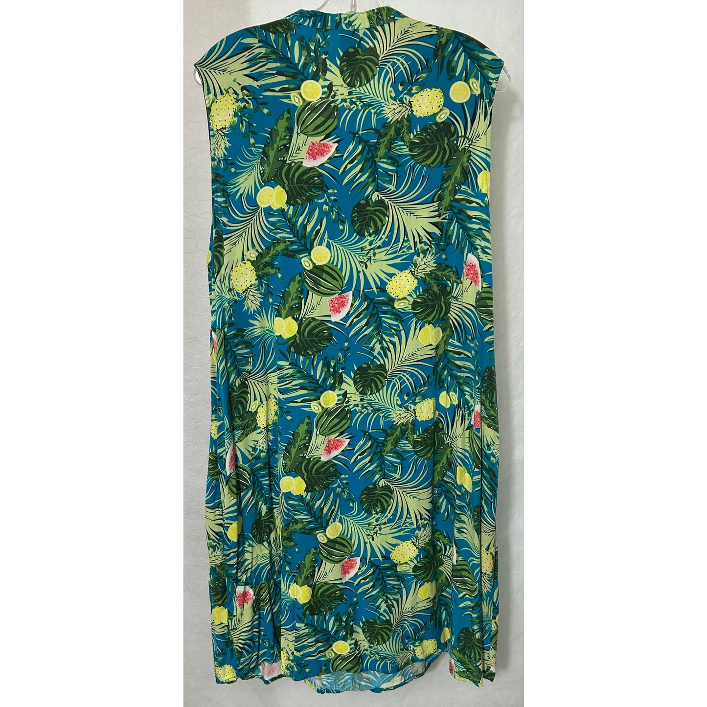 Esmara Sleeveless Tropical Fruit Print Dress Size 16 Viscose Summer Shift