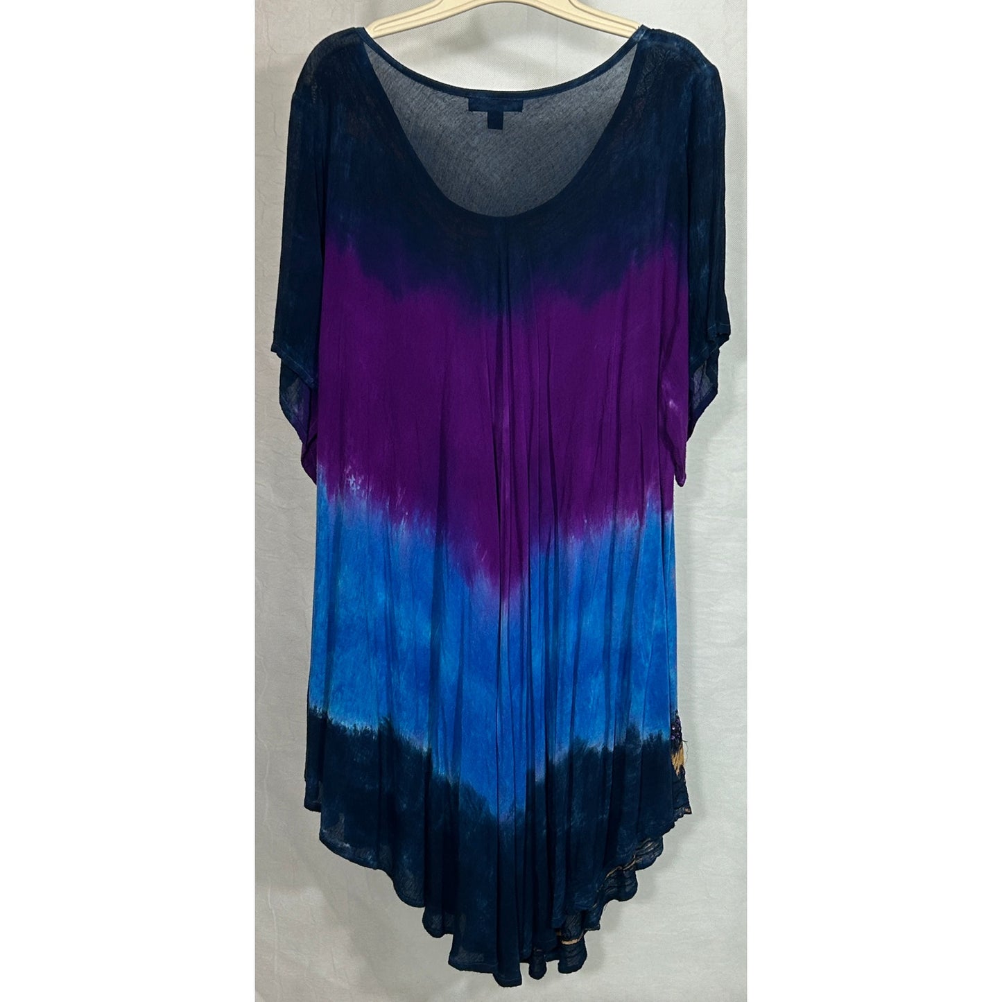 Greater Good Rainbow Tunic Top Free Size Plus Hand Dyed Sequin Detail