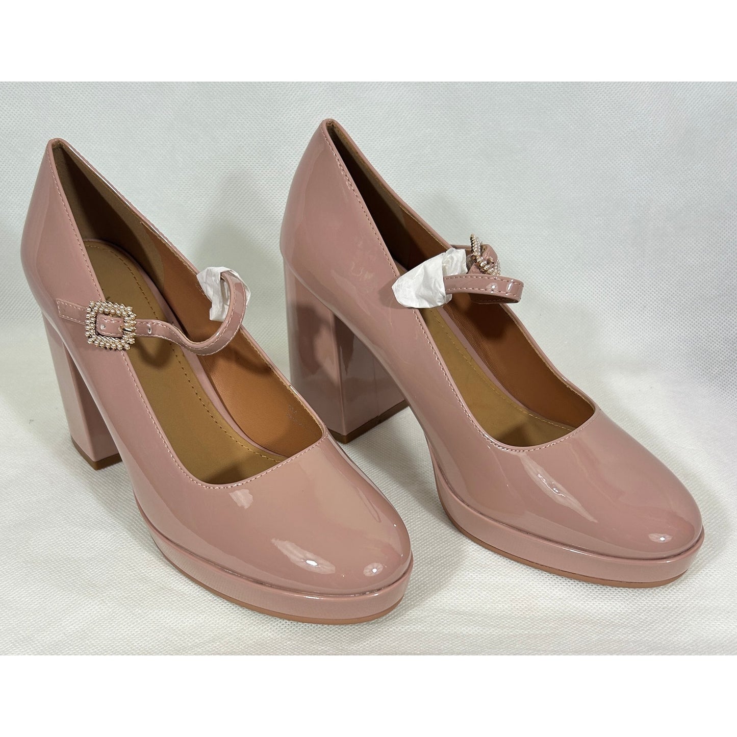 Lisa Vicky Blush Pink Patent Mary‑Jane Platform Heels Size 9M NIB