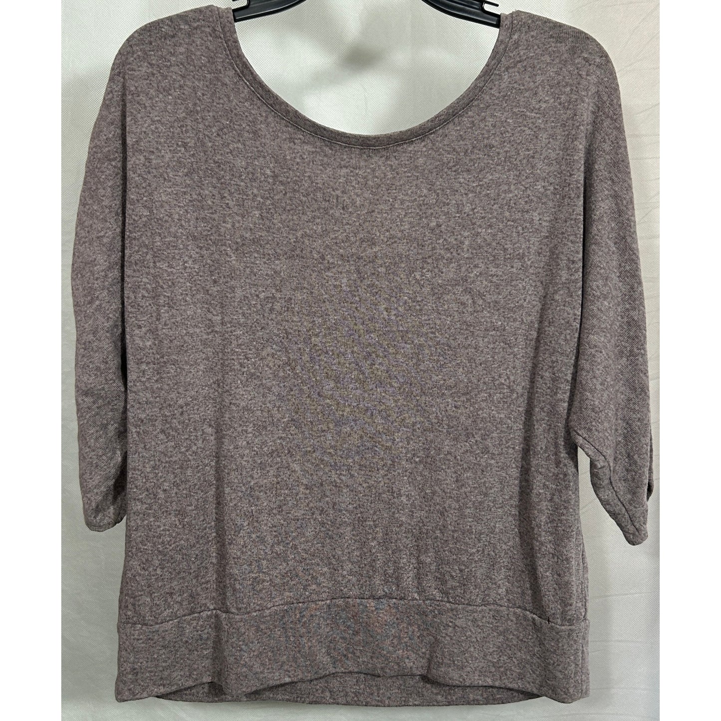 Stem L Hemp Recycled Polyester Relaxed Top Taupe Purple Sustainable Made Canada