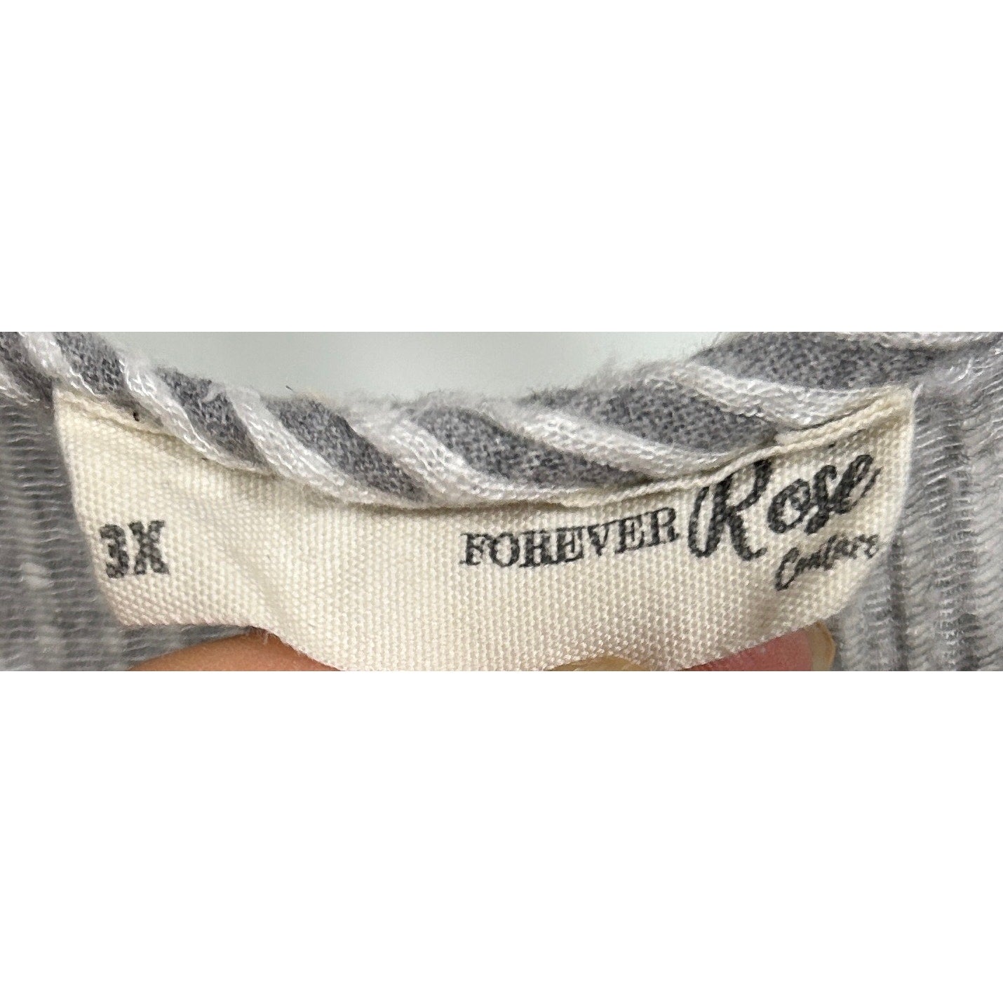 Forever Rose 3X Gray White Striped Knit Tank Top Plus Size High Neck