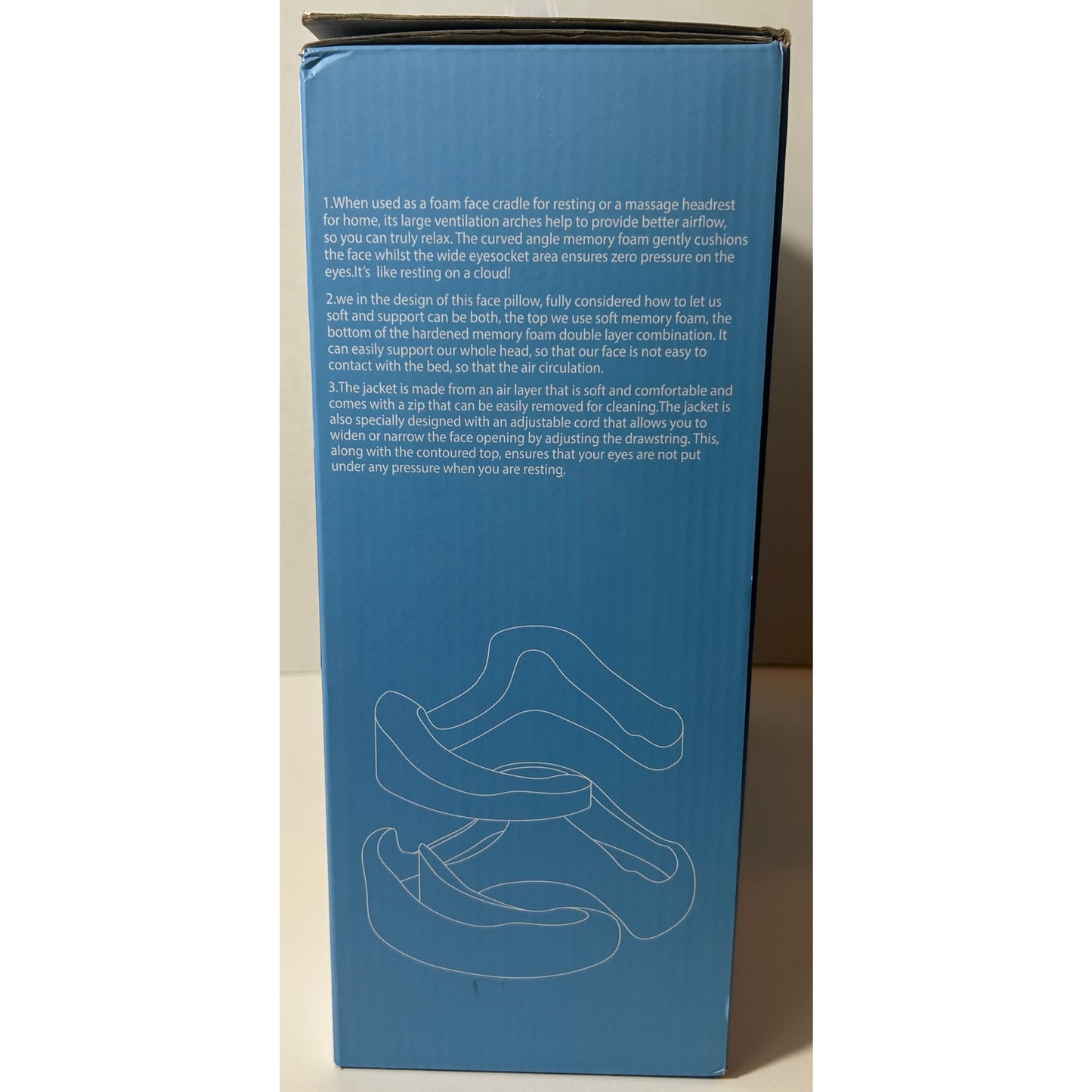 Black Face Down Pillow Memory Foam Travel Massage Neck Support - NIB