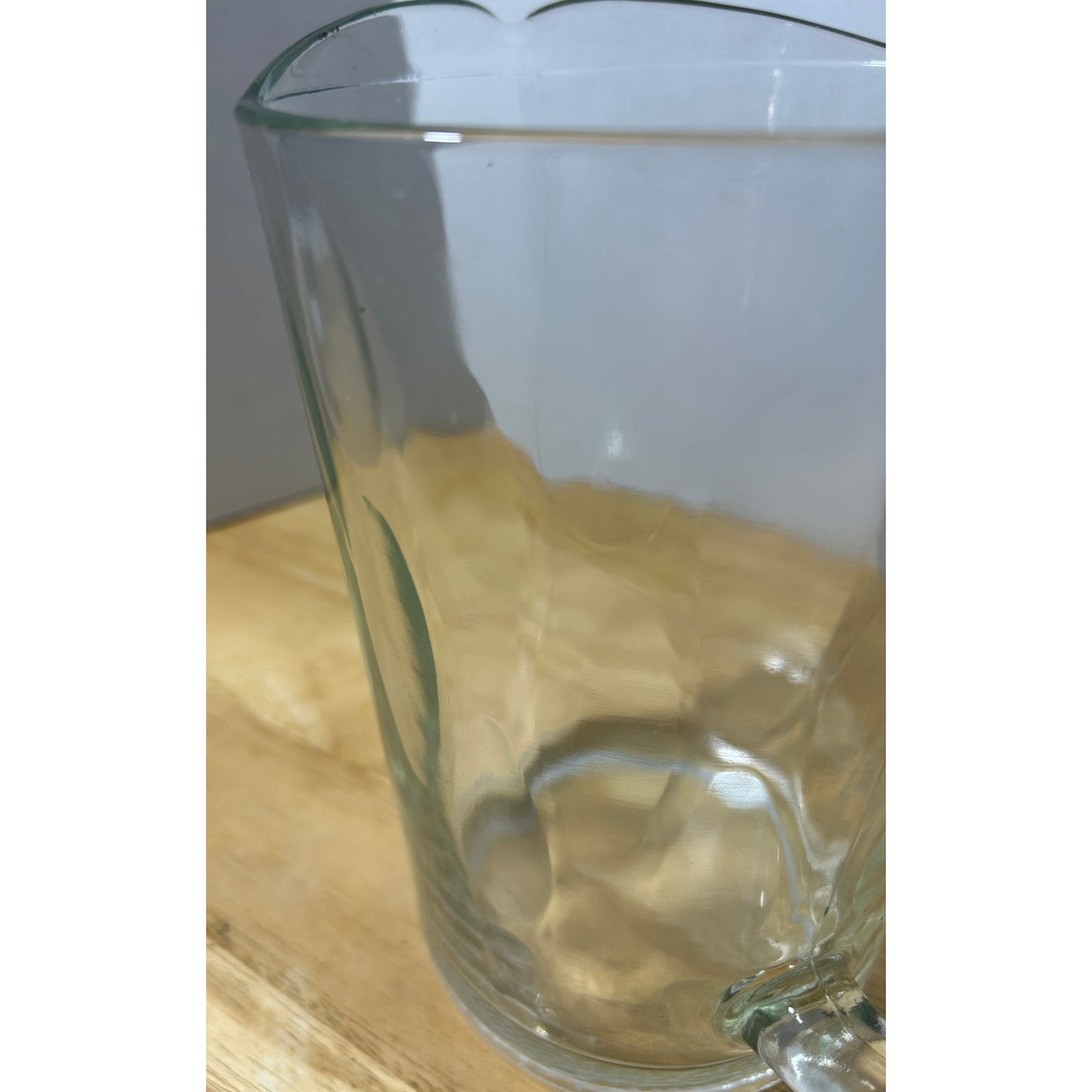 Clear Glass Pitcher with Dimple Texture – 7.5" Tall, 6" Diameter, Vintage Style