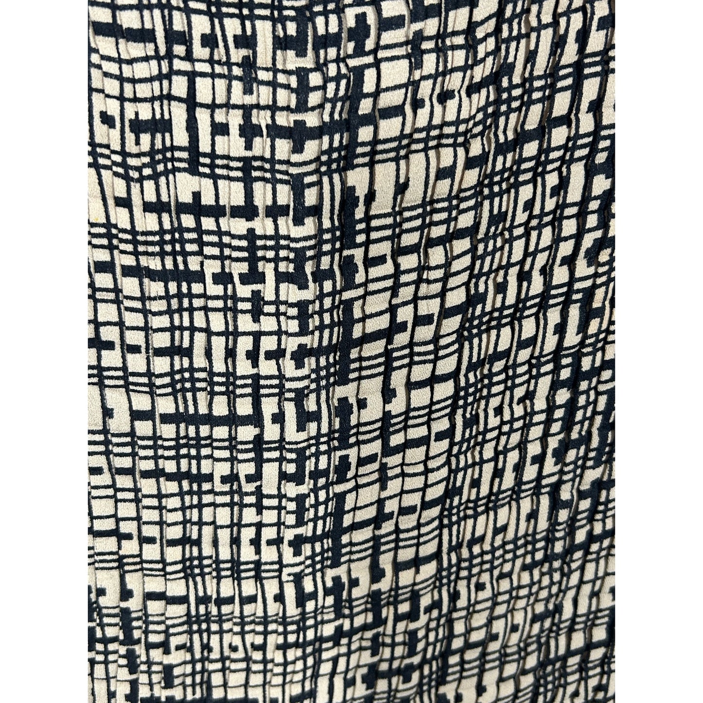 Vintage 90s Crinkle Textured Black Beige Abstract Print Tank Top 2X