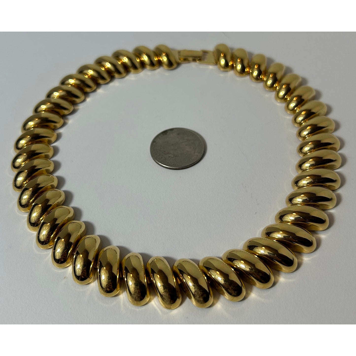 Vintage Napier Gold Tone Statement Necklace Pat. 4170189, 15.5"