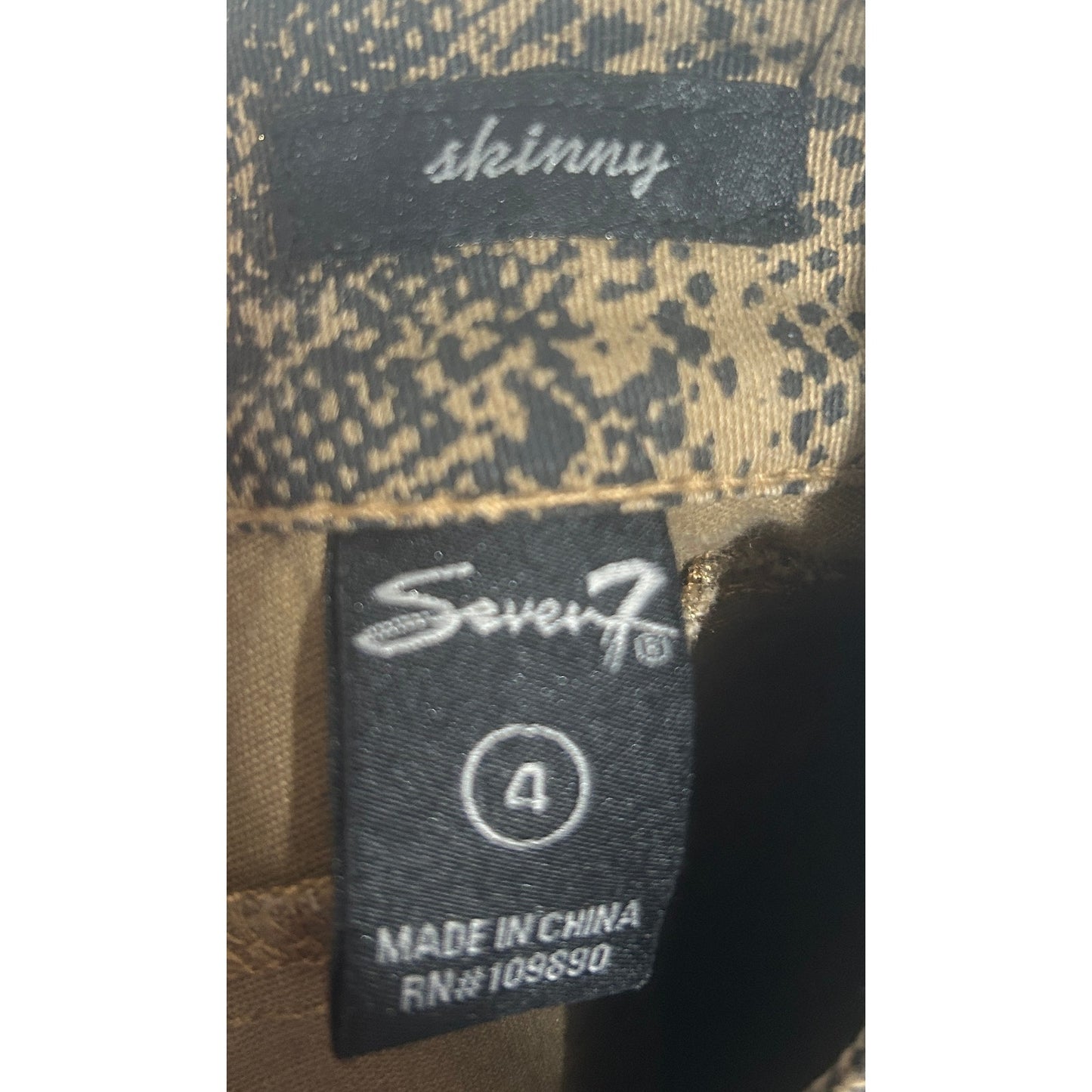 Seven7 Brown Snake Print Skinny Jeans Size 4 Cotton Stretch Pants NWT