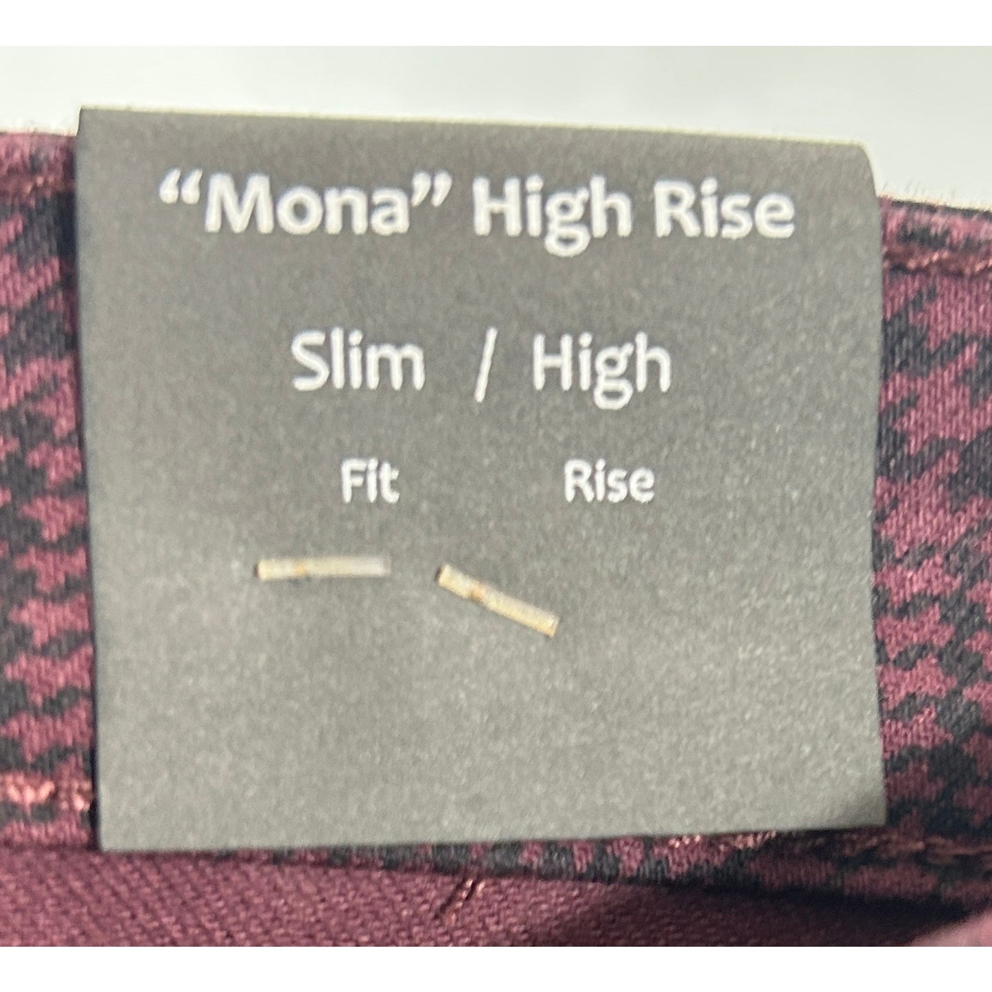 Tractr Mona High Rise Crop Skinny Jeans Houndstooth 4/27 Burgundy Black NWT