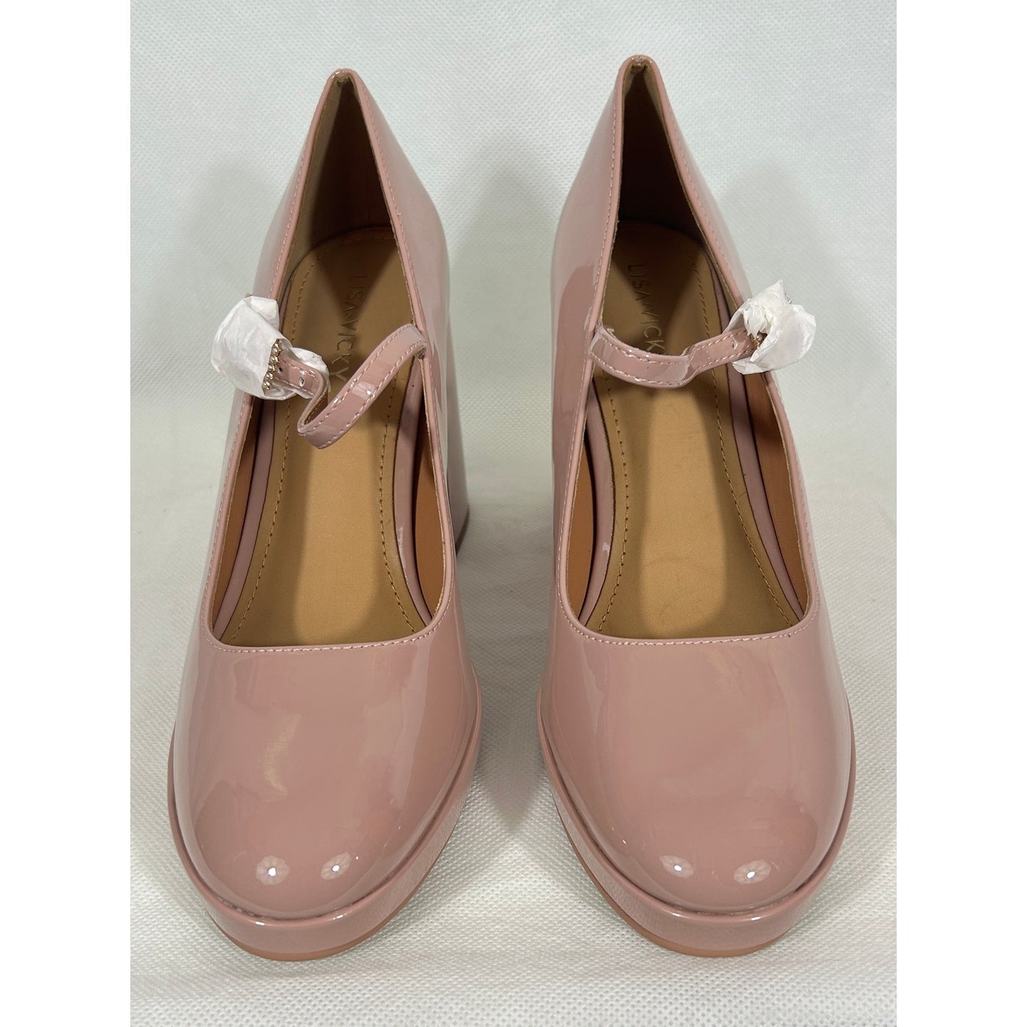 Lisa Vicky Blush Pink Patent Mary‑Jane Platform Heels Size 9M NIB