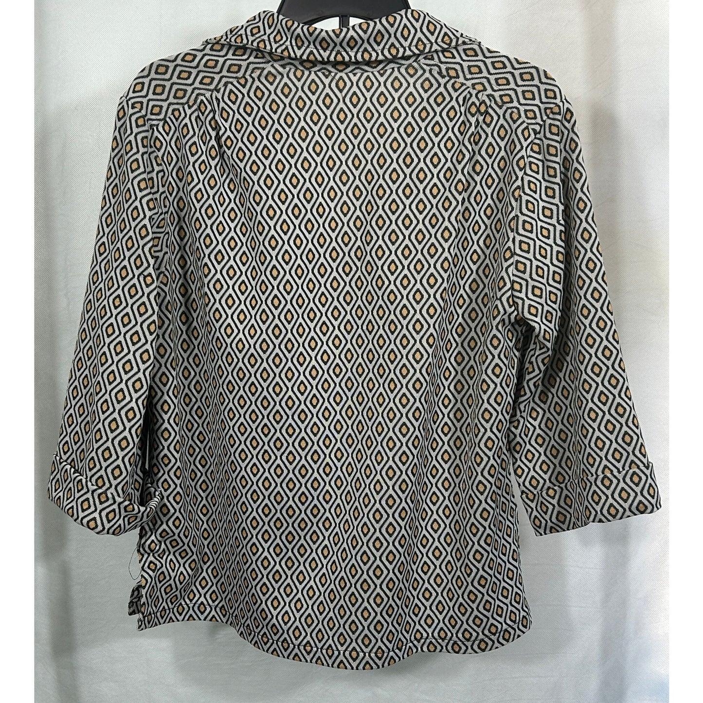 Handmade Retro Geometric Print 3/4 Sleeve Blouse – Size M