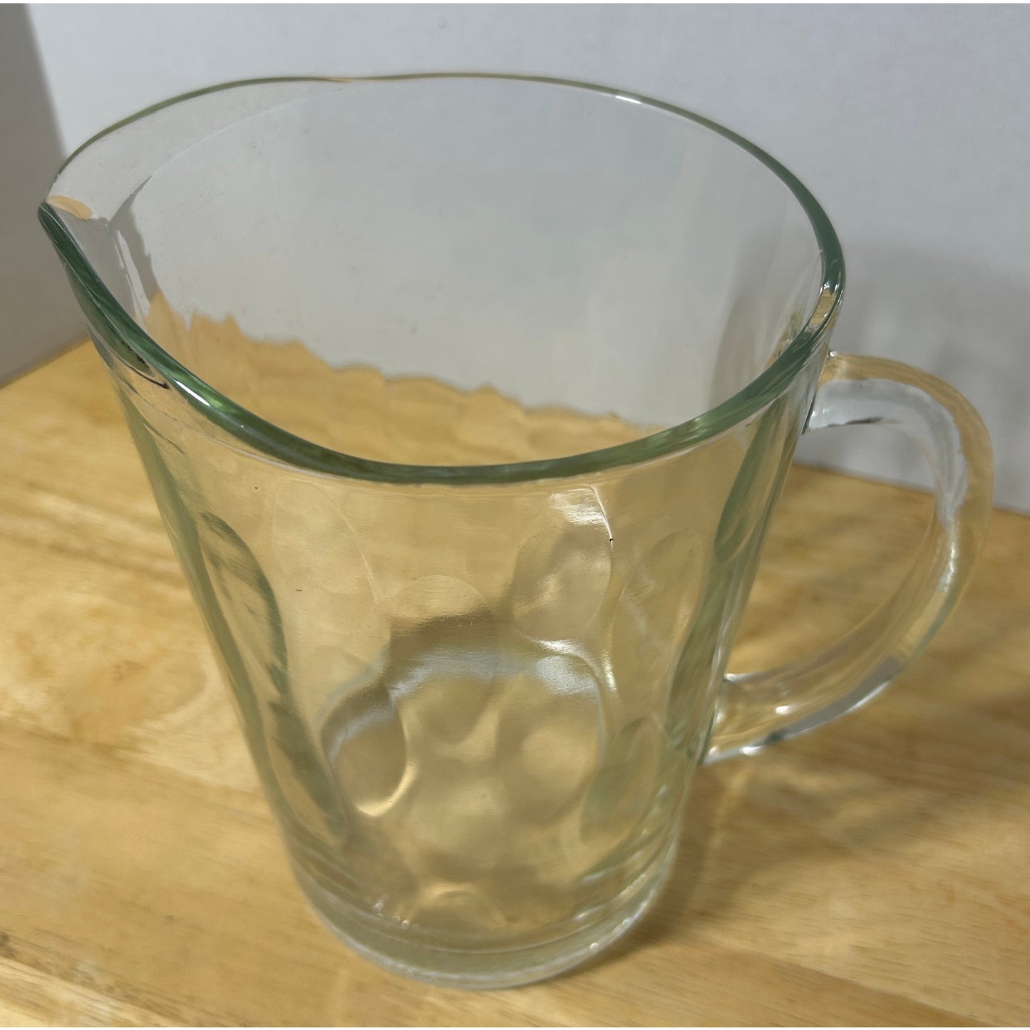 Clear Glass Pitcher with Dimple Texture – 7.5" Tall, 6" Diameter, Vintage Style