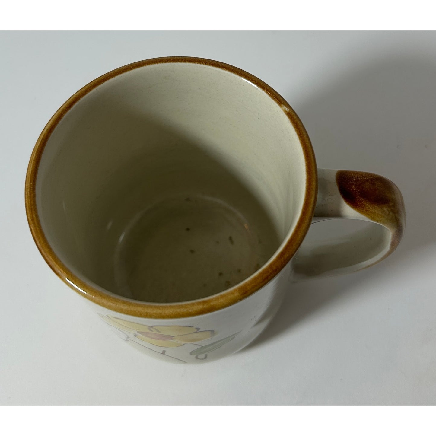 Vintage Casualstone JP Mug Korea Yellow Flower Stoneware Coffee Cup 3.5"