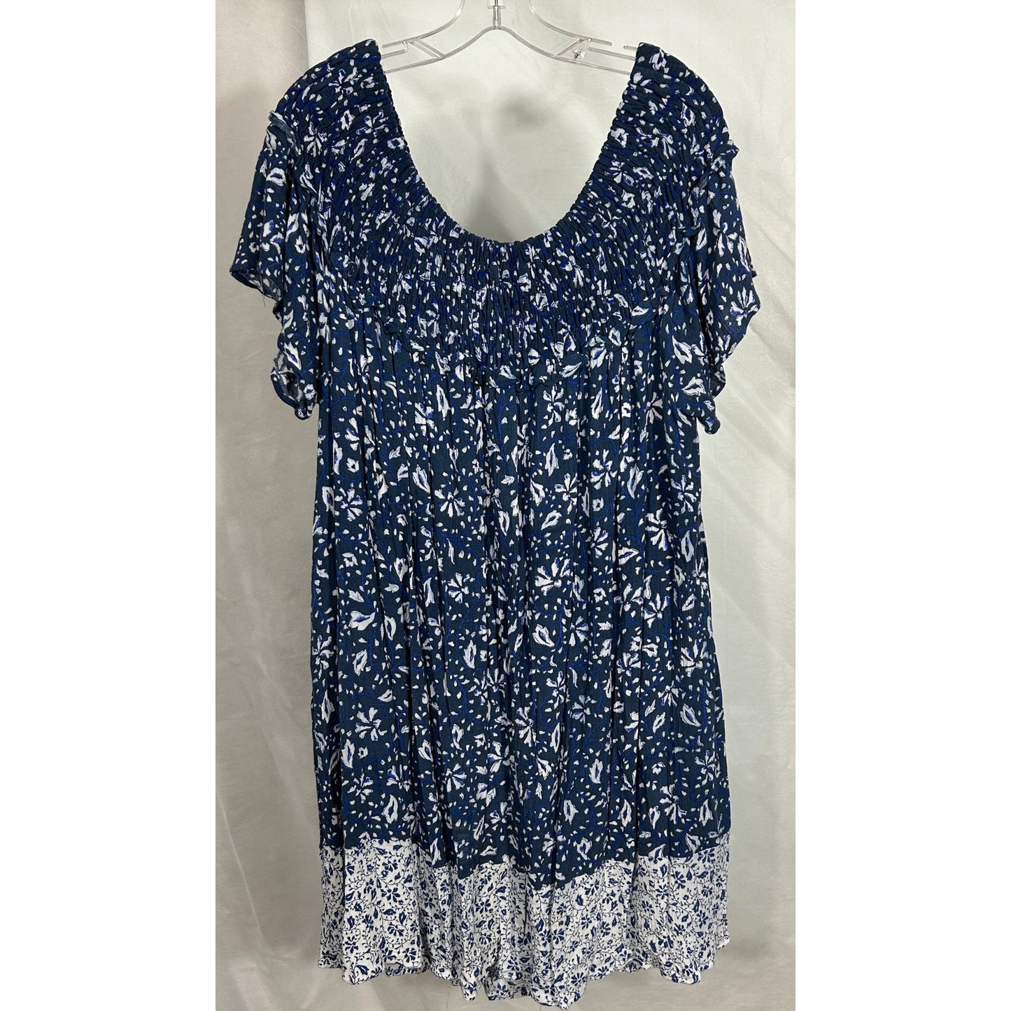 Lane Bryant Navy Floral Smocked Boho Midi Dress 22/24