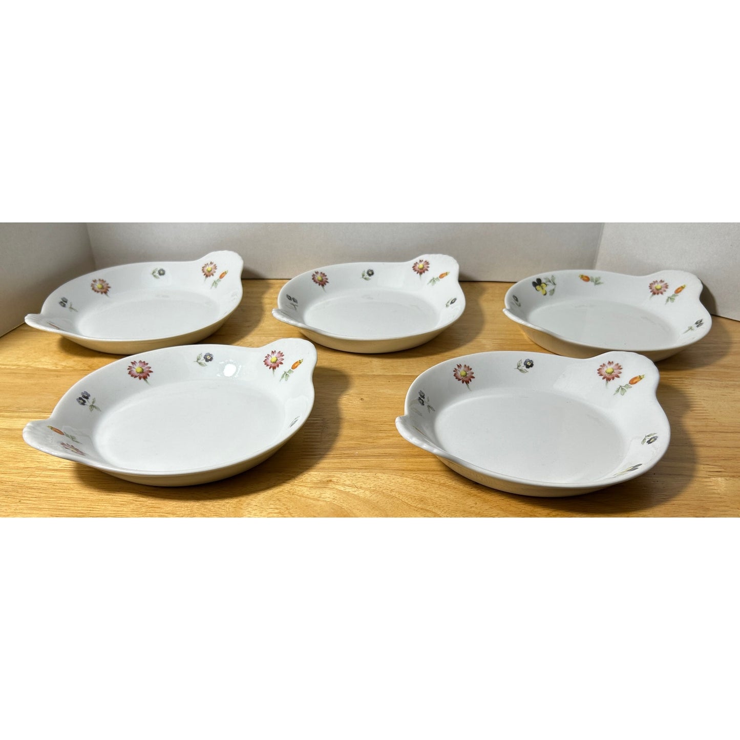 Trisa Fine Porcelain Floral Au Gratin Dishes Set of 5 Oven to Table