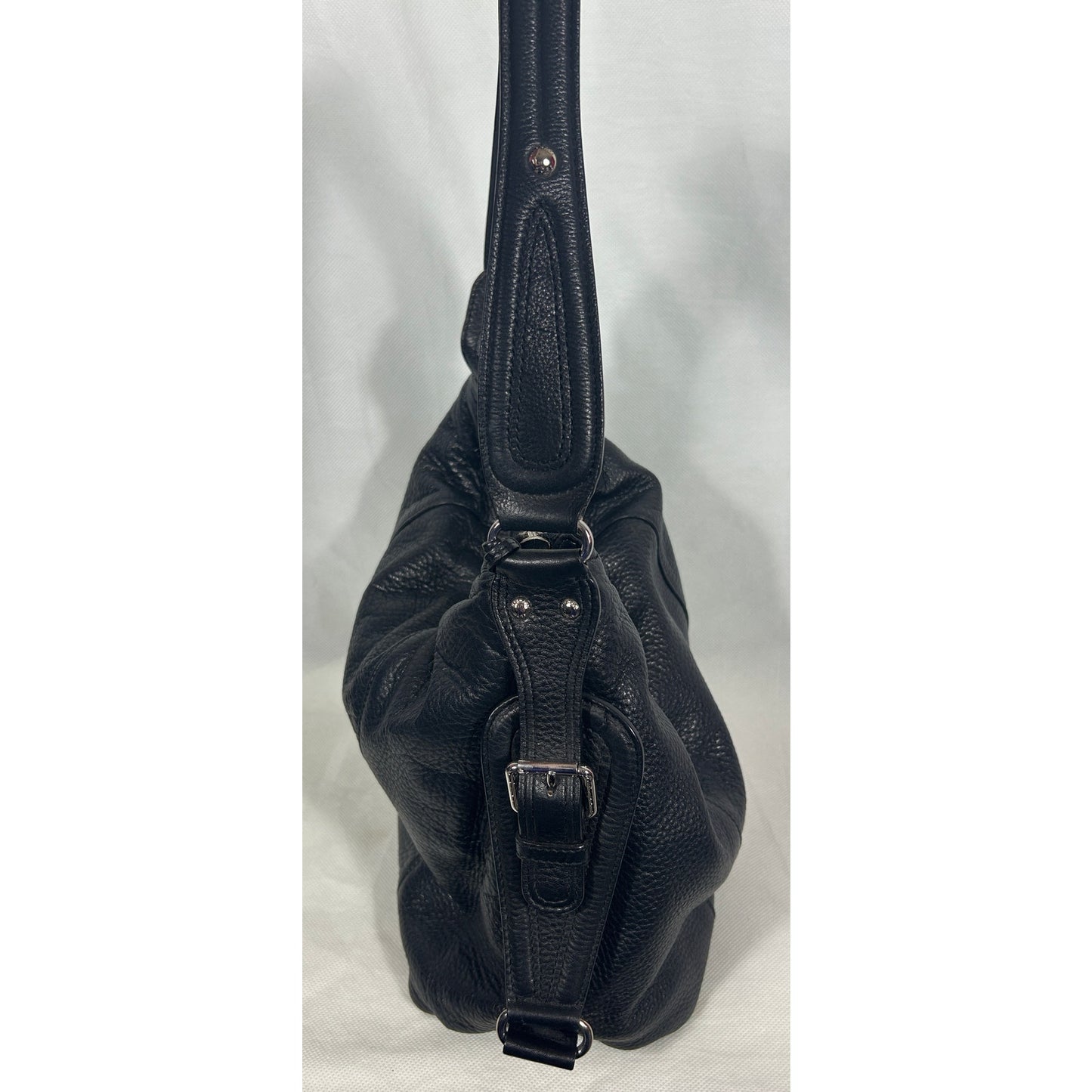Michael Kors Black Pebbled Leather Hobo Shoulder Bag 13.5″ x 7″