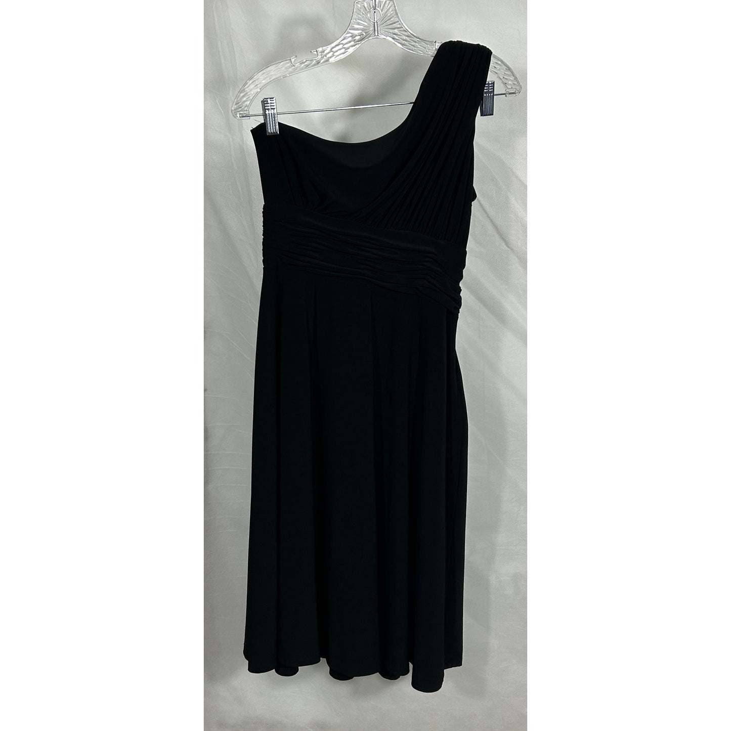 Evan-Picone One Shoulder Ruched Black Cocktail Dress Size 8