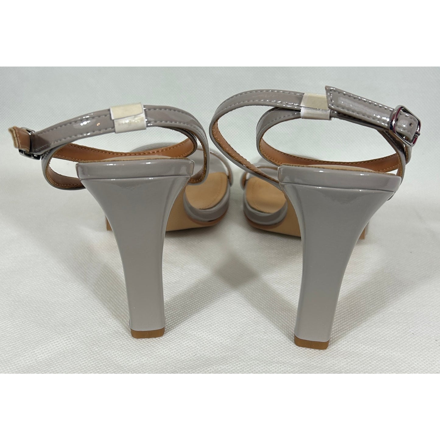 Lisa Vicky Taupe Patent Ankle‑Strap Stiletto Heels Size 9.5M NIB