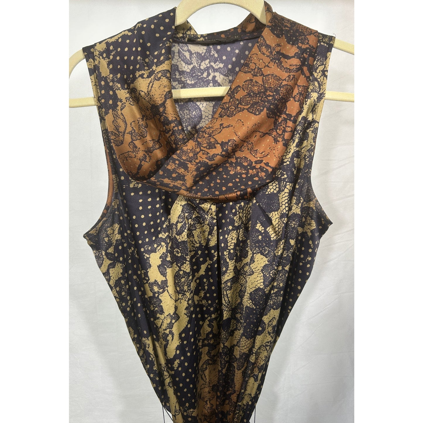 The Limited Sleeveless Cowl Neck Dress Abstract Lace Print Size L