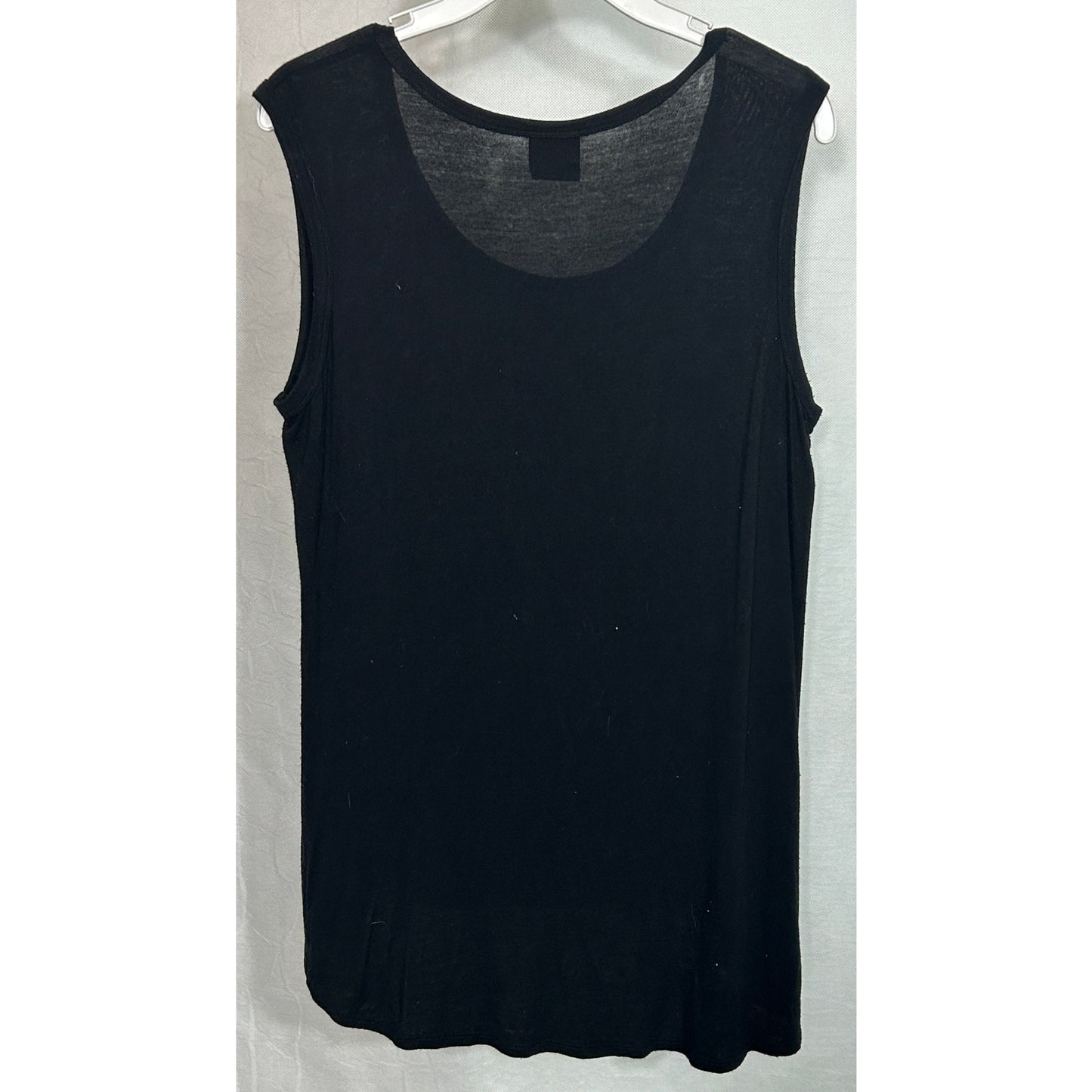Bobeau Black Graphic Muscle Tank Top Made in USA Boho Bird Dreamcatcher L