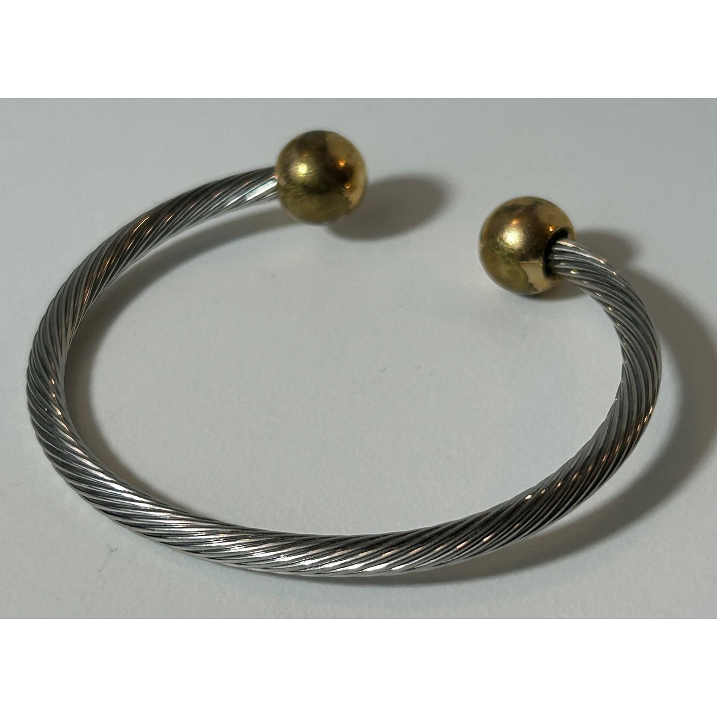 Diaz Santoyo Crown Hallmark Mexican Modernist Cable Cuff Bracelet, Steel/Brass