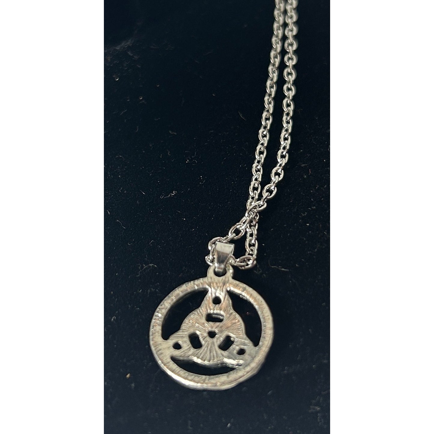 Silver Celtic Trinity Knot Necklace with Braided Circle Pendant, 20"