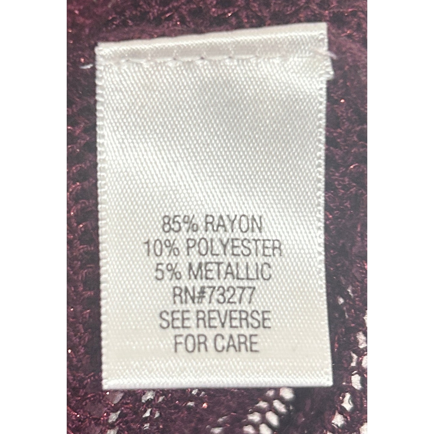 APT. 9 Burgundy Metallic Open Knit Dolman Sleeve Sweater Women’s L