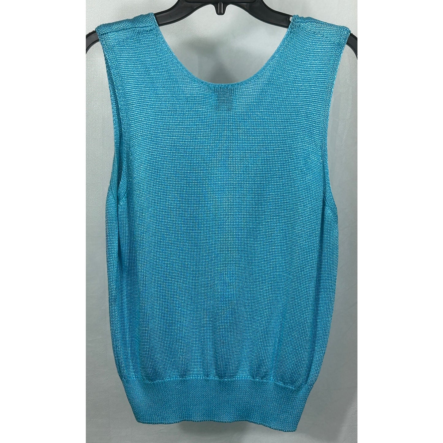 FIA Italia Turquoise Sleeveless Knit Sweater Vest Size L Handloomed Taiwan
